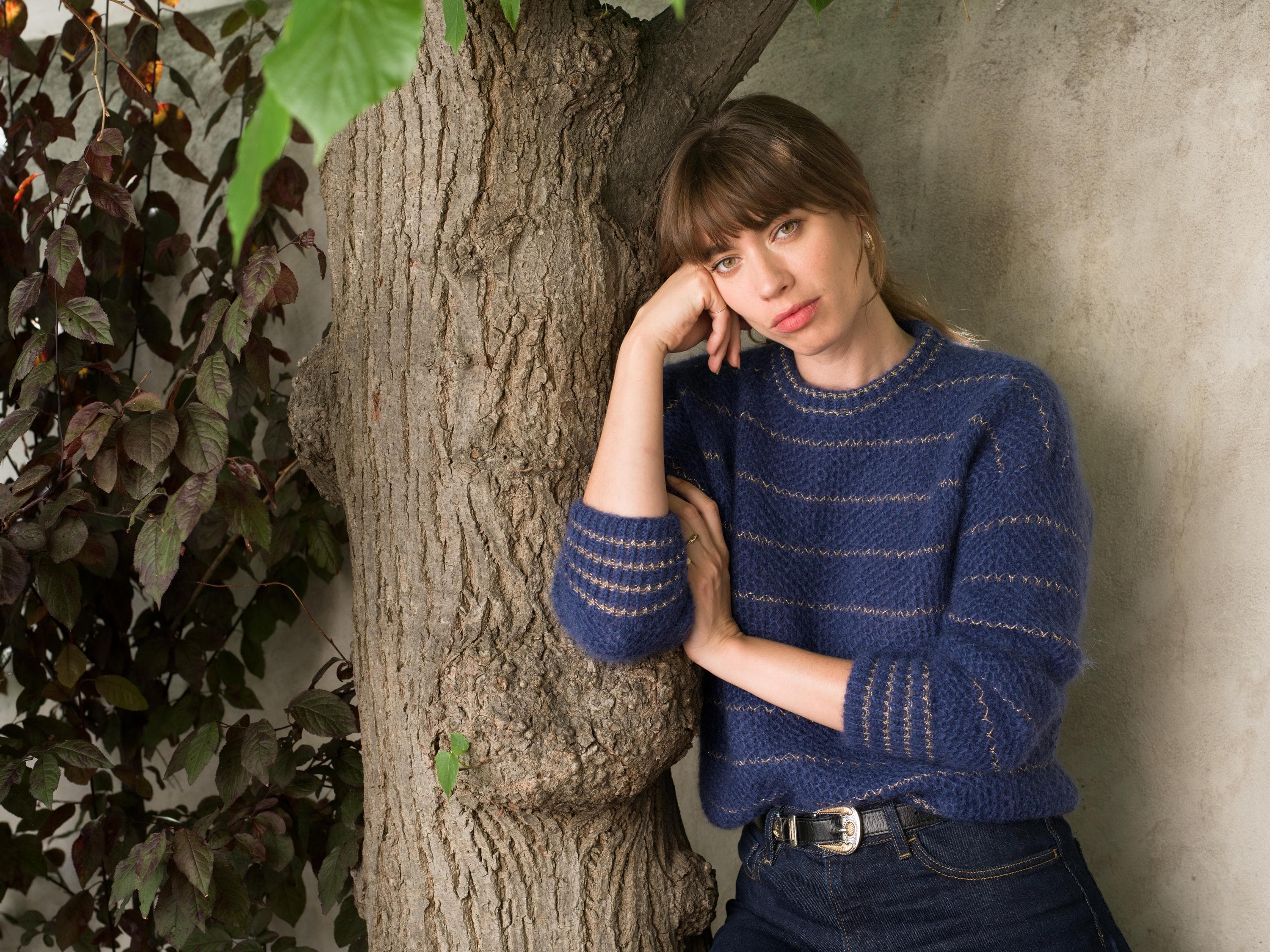 Anny Blatt Claire kit maglione girocollo mohair marino oro