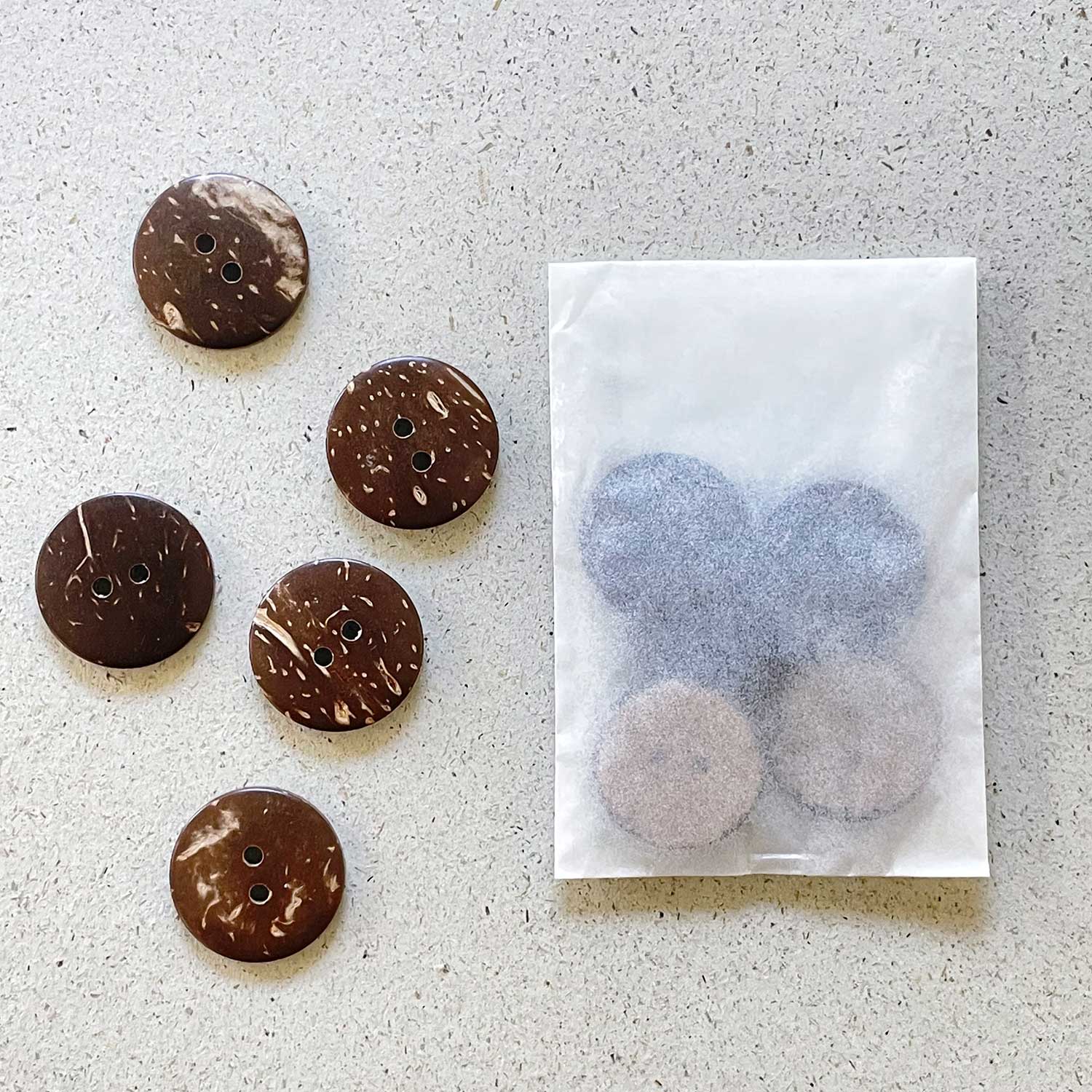 Pascuali bottoni cocco set 5 pezzi marroni opachi
