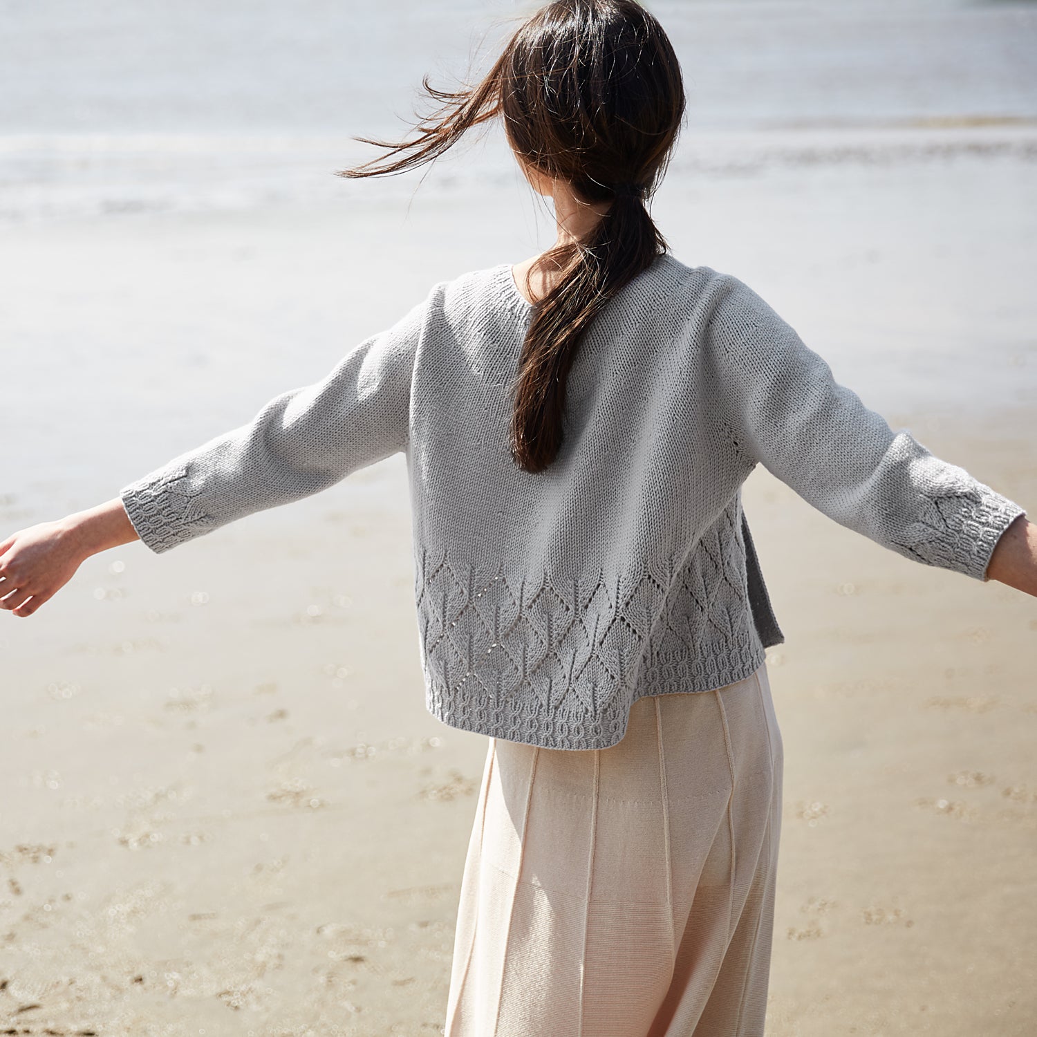 Rosy Green Wool Caresse Cardigan schema maglia donna