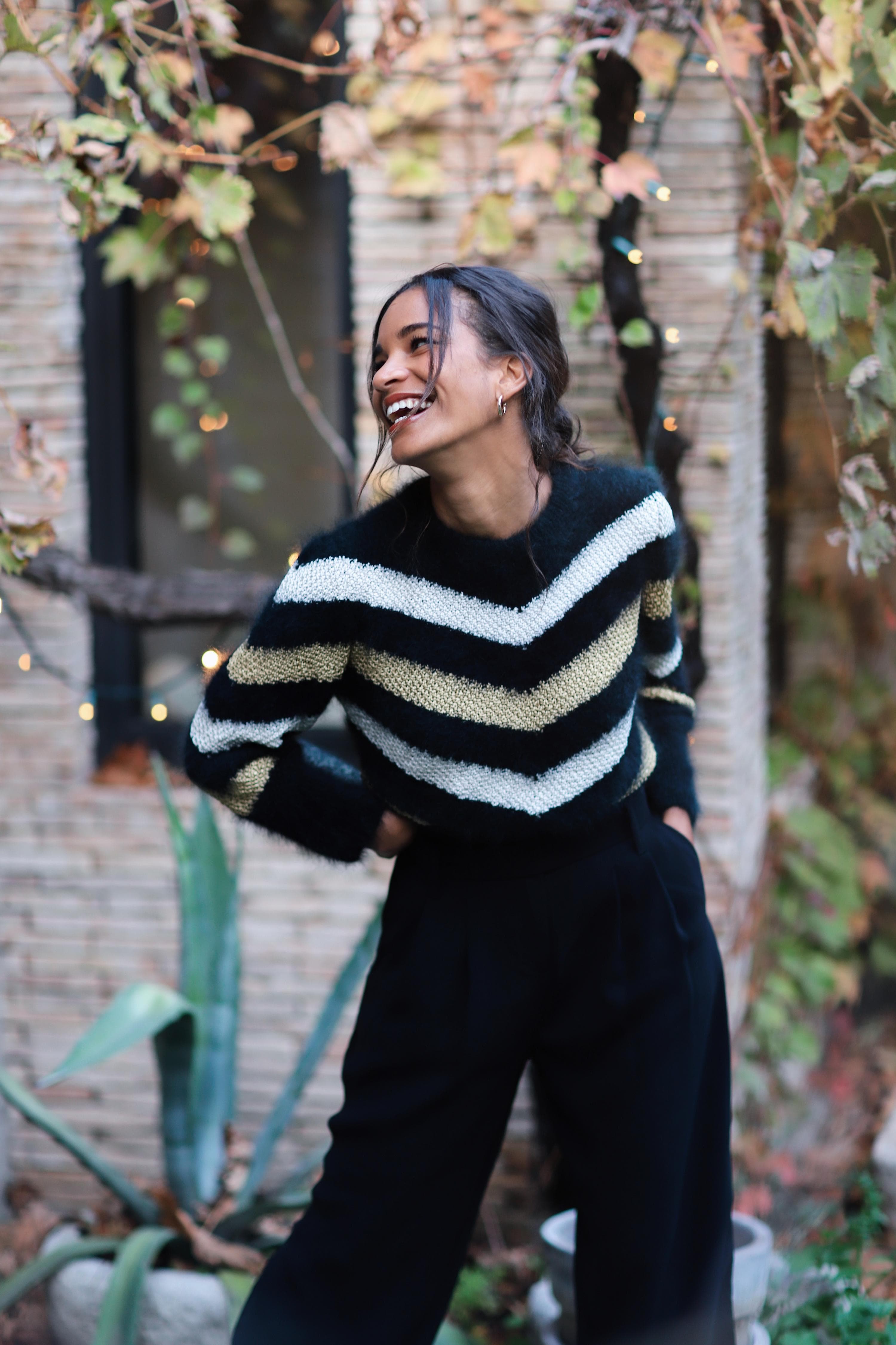 Annyblatt Dusha kit maglia pullover jacquard nero naturale