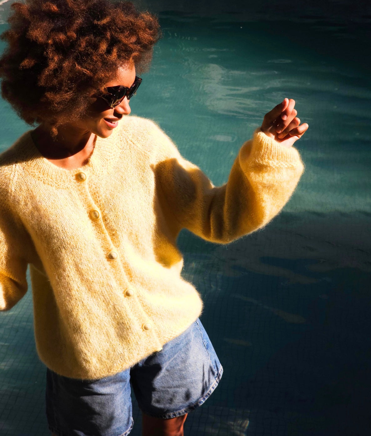 Annyblatt Berenice kit cardigan giallo mohair seta