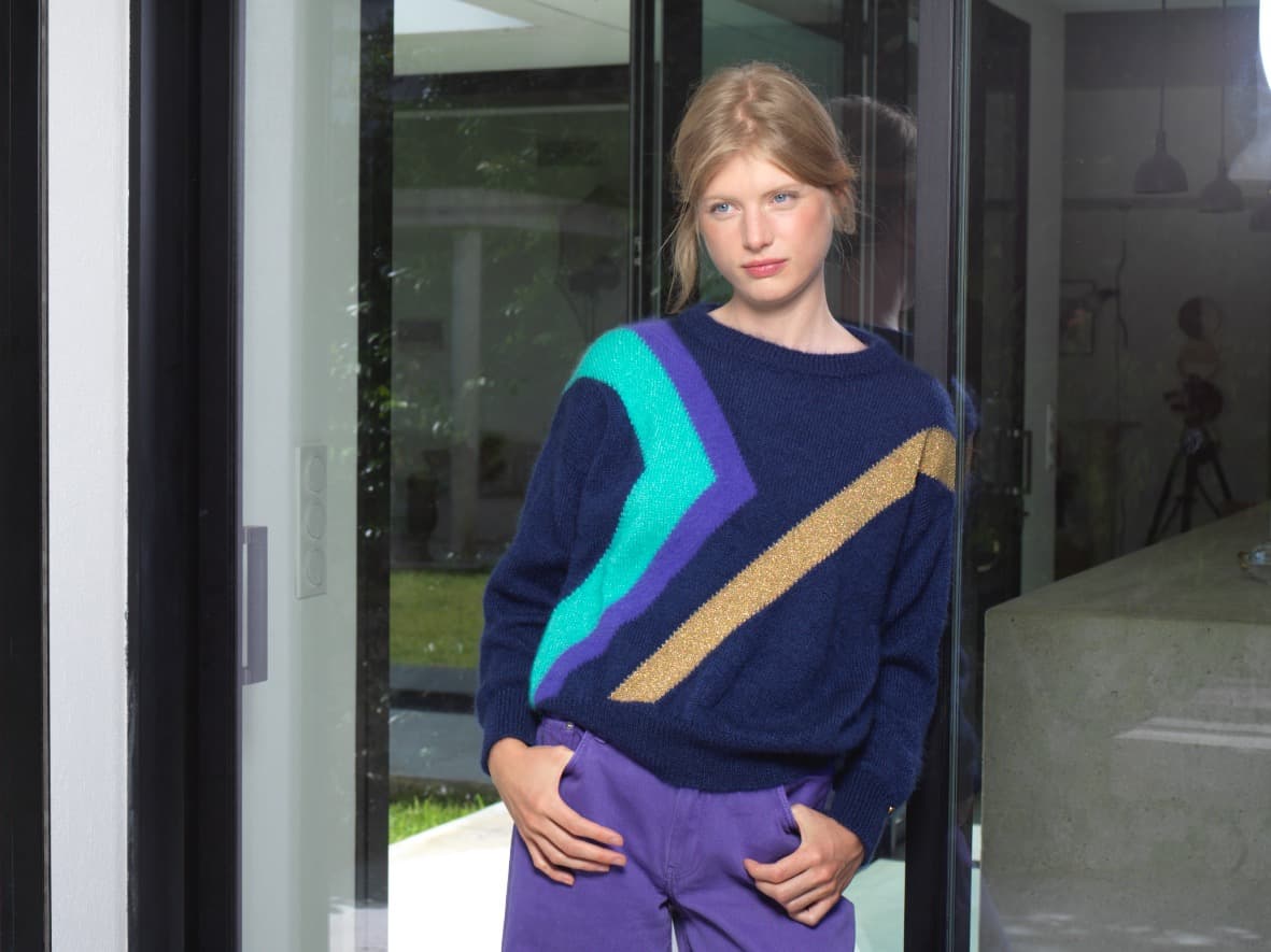 Anny Blatt Inès pull mohair blu tahiti S