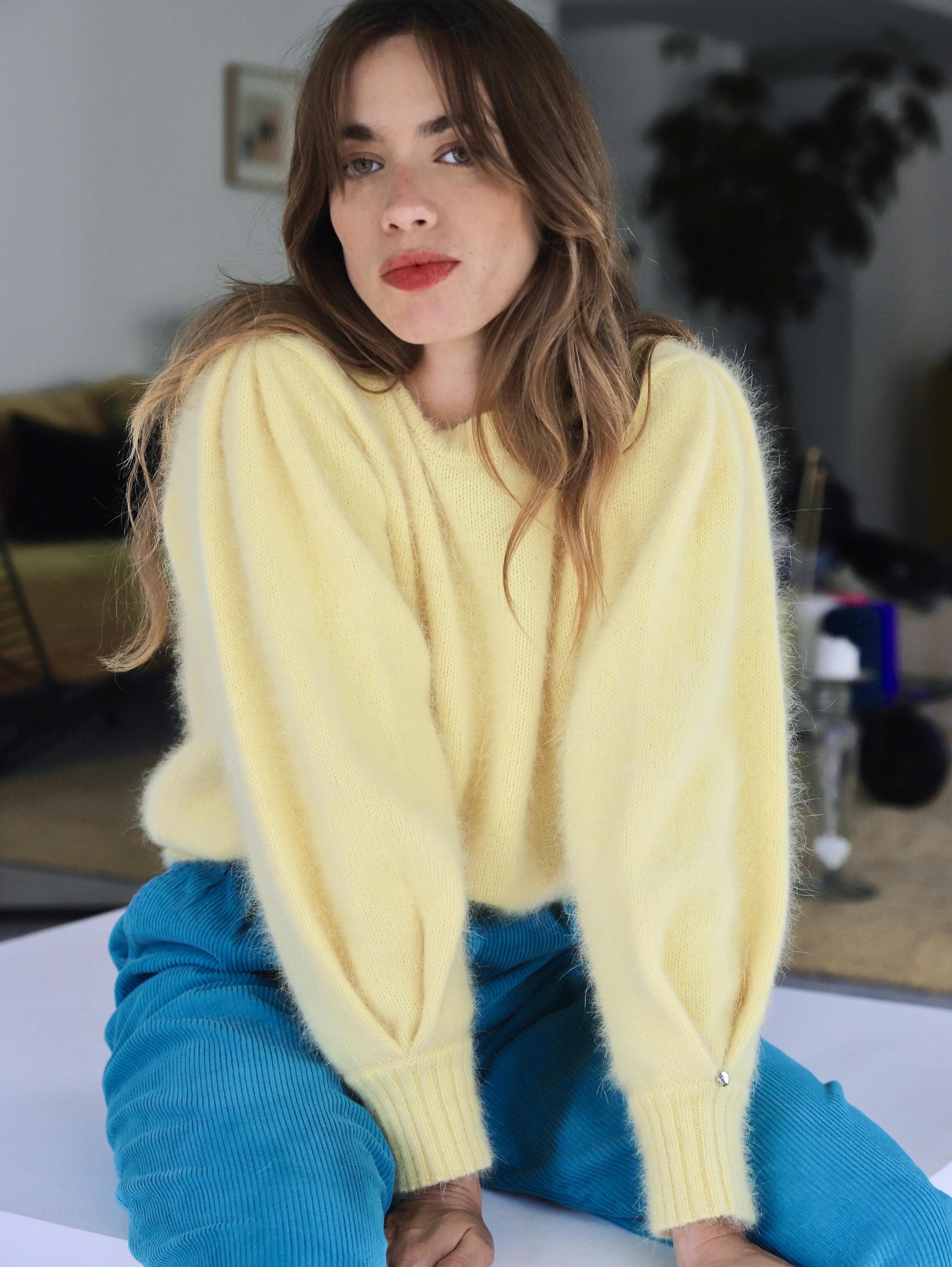 Annyblatt Alix maglione angora giallo caldo leggero