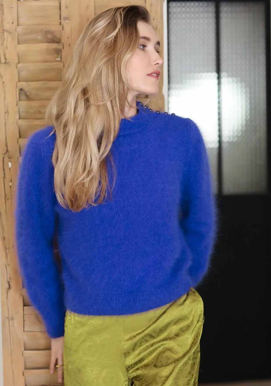 Anny Blatt Vivienne pull angora blu S