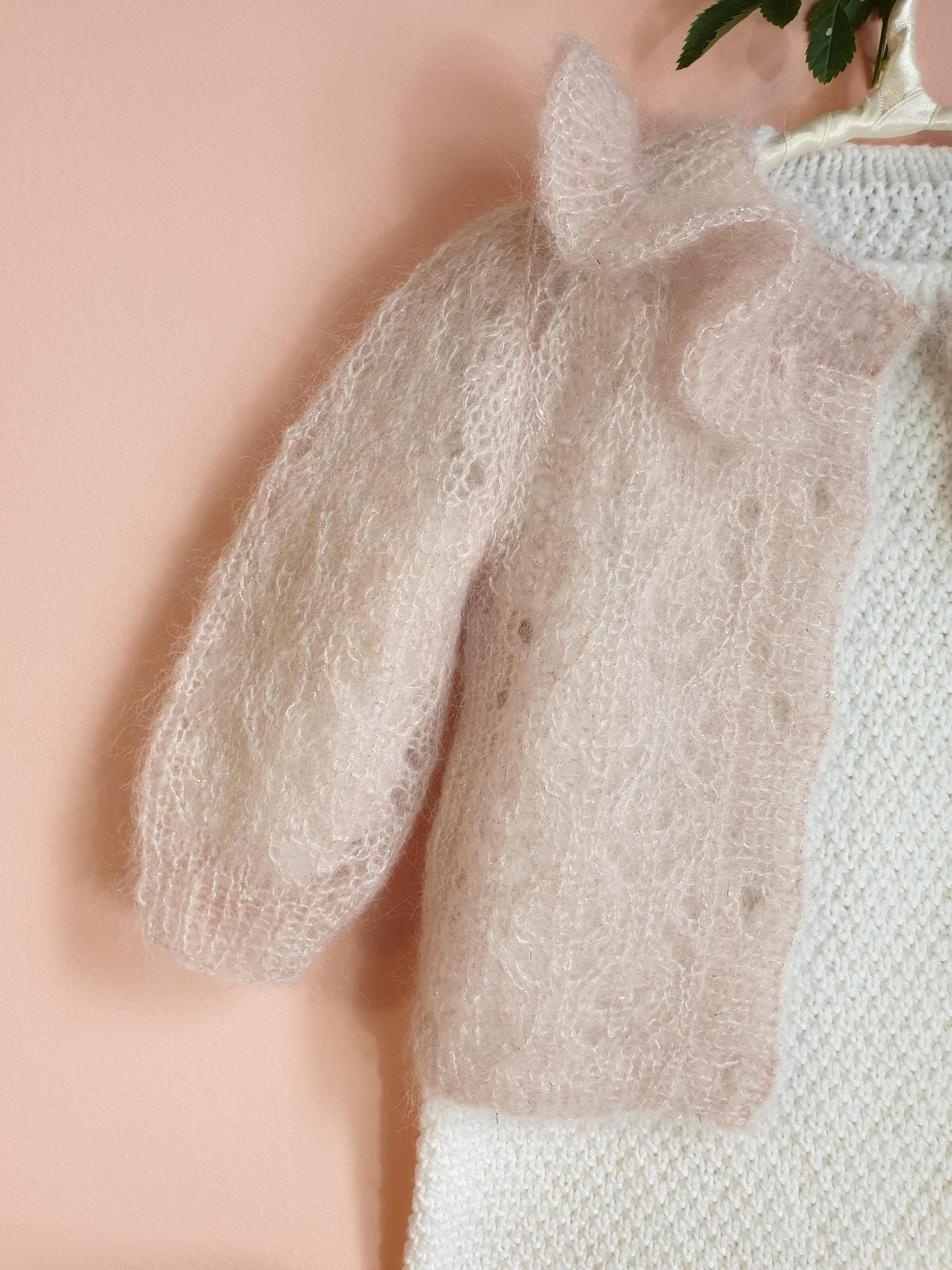 Anny Blatt cardigan kit maglia bimba mohair castagna