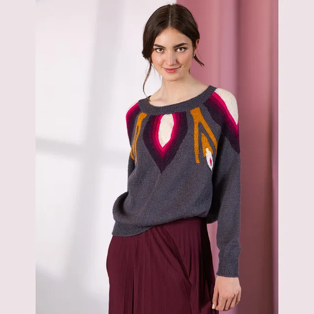 Pascuali Orchideja schema maglione donna alpaca
