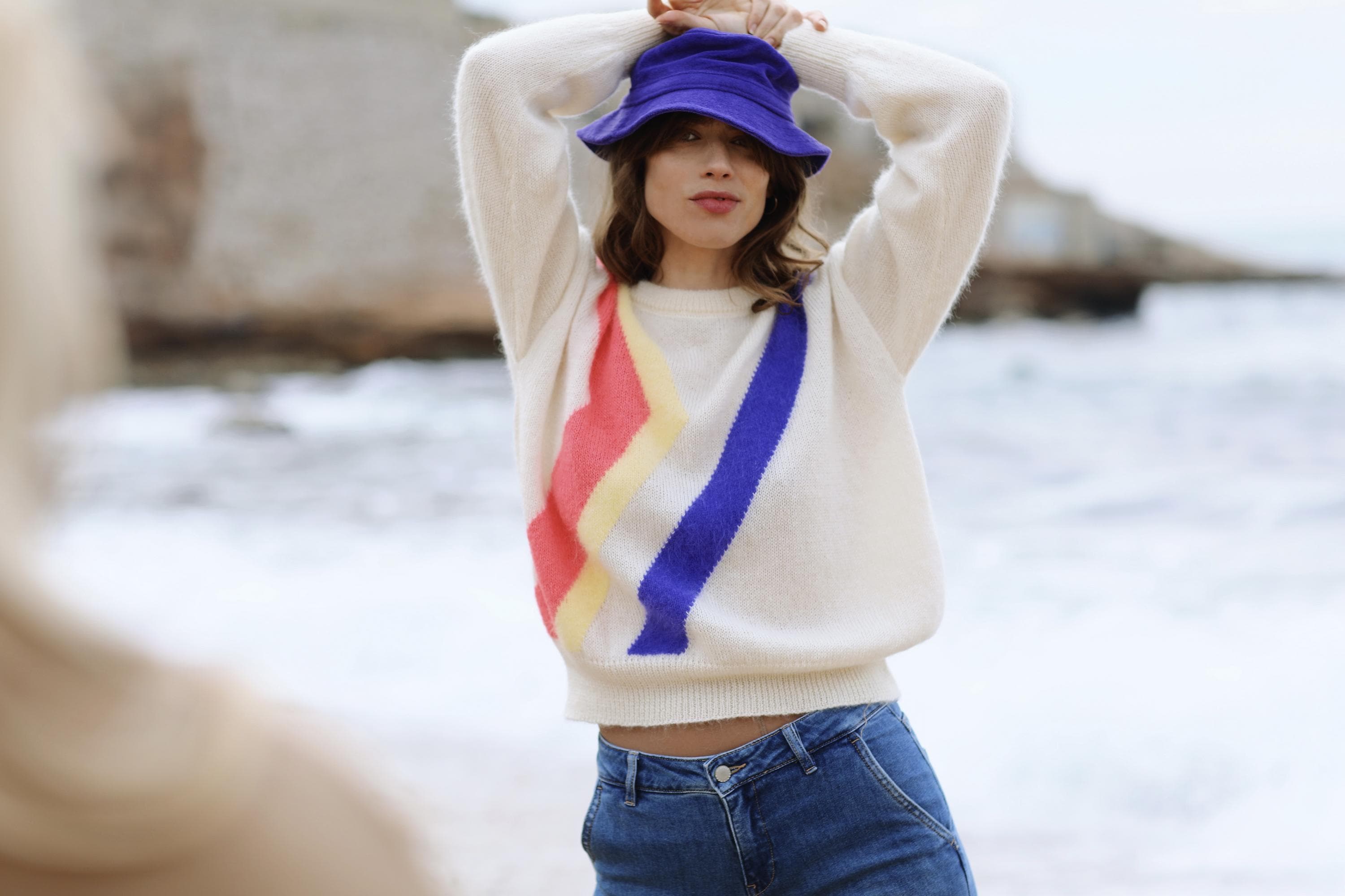 Annyblatt Inès pullover mohair Naturale e Neon
