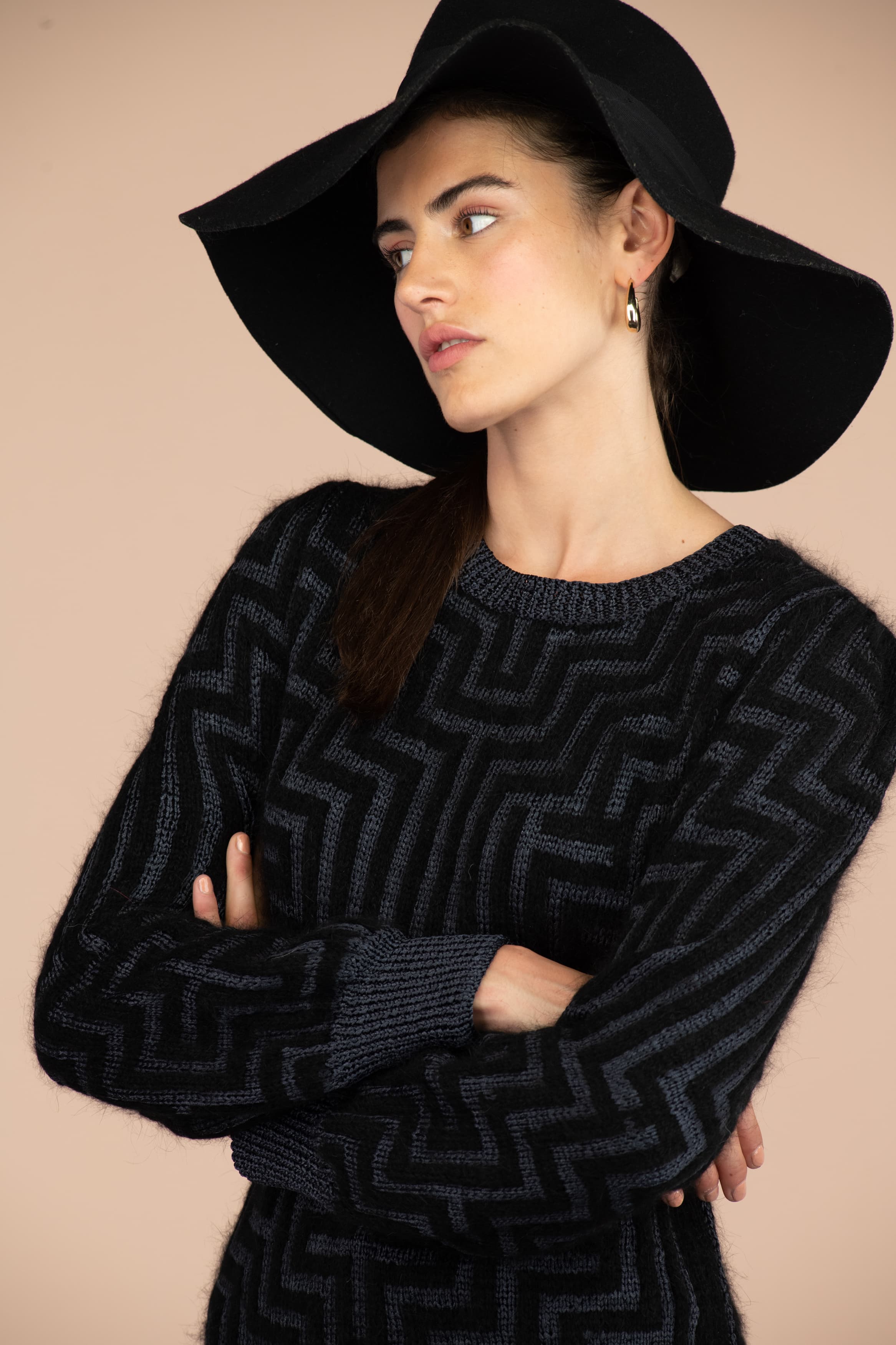 Annyblatt Abysse kit maglia maglione taglia S nero jacquard