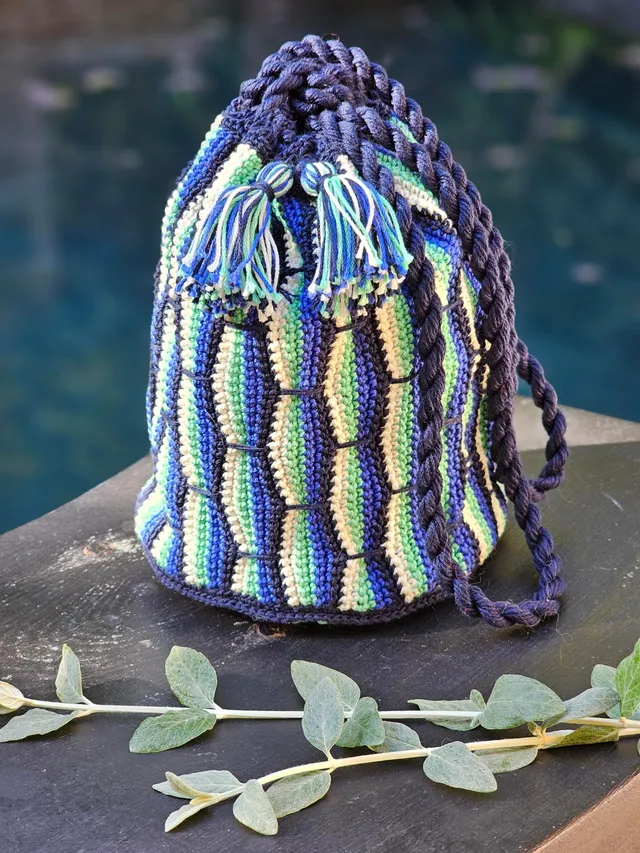 Anny Blatt Ellen kit uncinetto blu e verde cotone