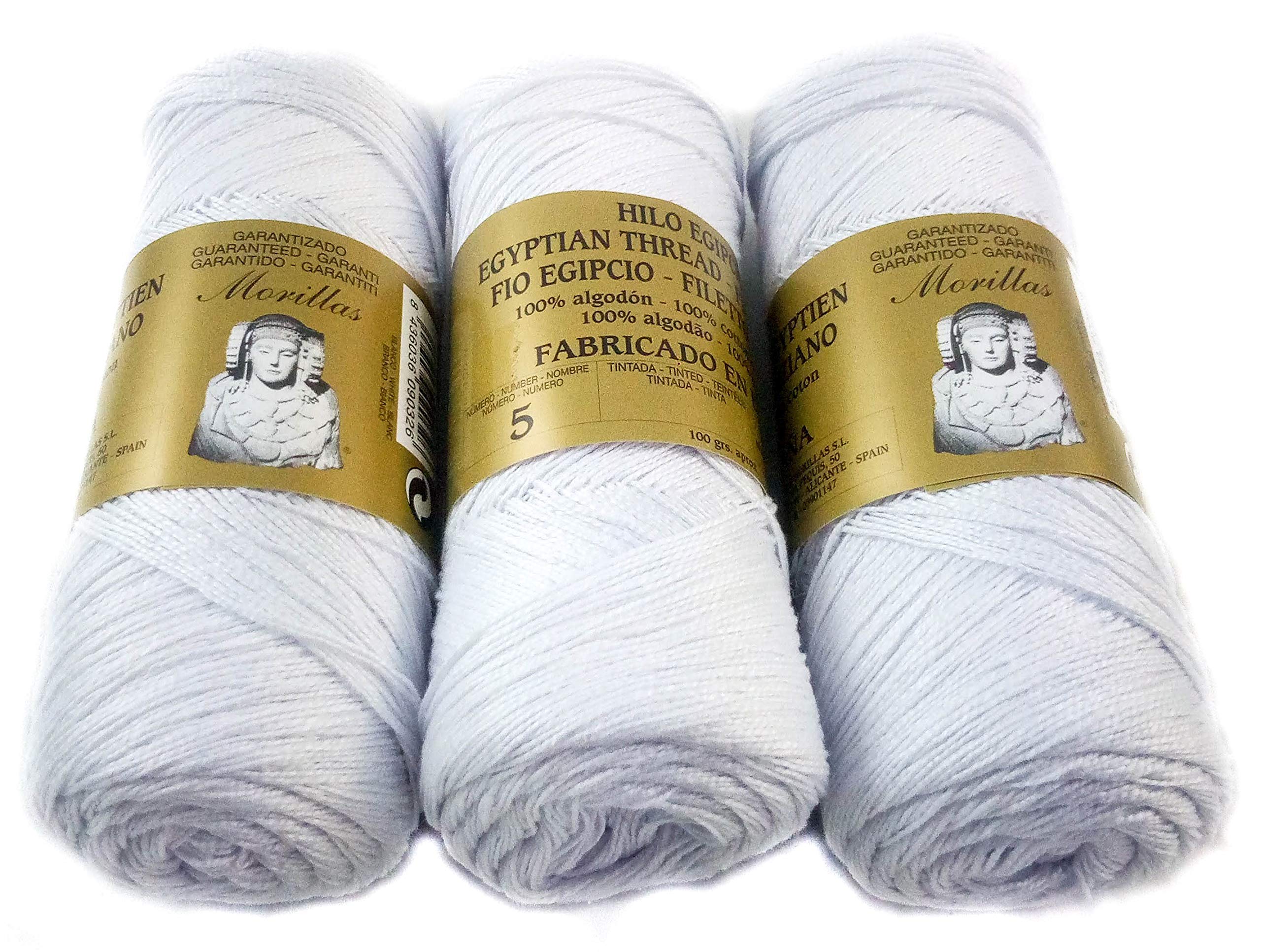 Morillas Zepelines Ne 5/2 cotone perlato bianco blu 3 gomitoli