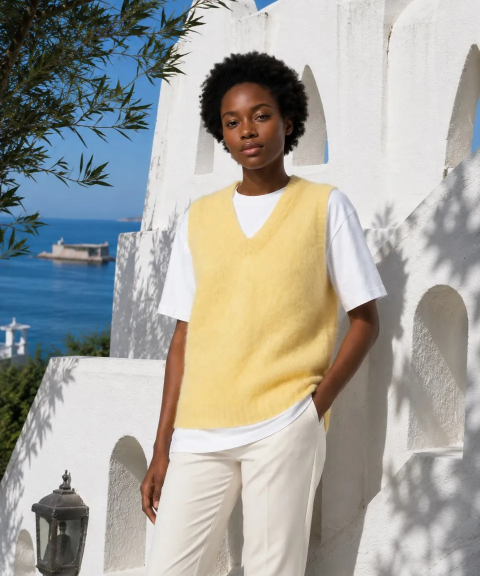 Anny Blatt Eulalie top mohair seta citronnade taglia S