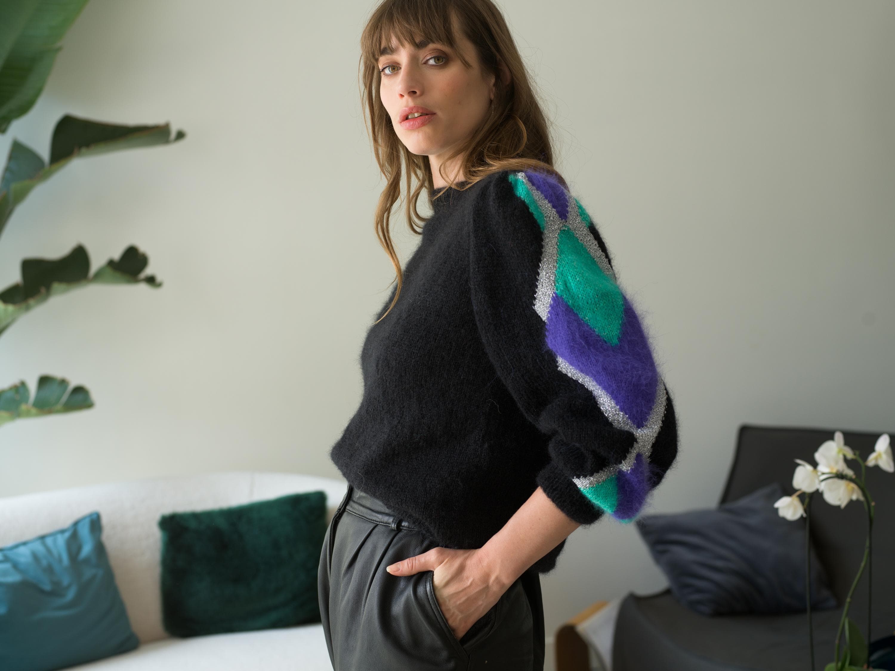 Annyblatt Diamant kit maglia pullover mohair jacquard