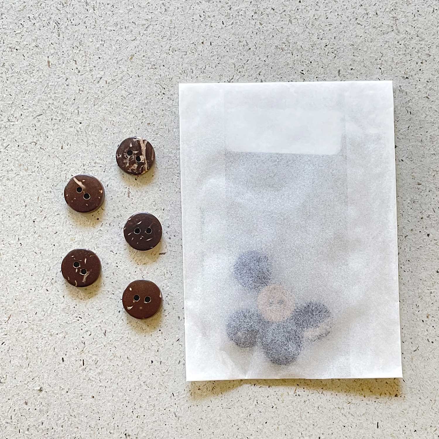 Pascuali bottoni cocco set 5 pezzi marroni opachi