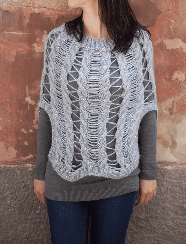 Rosarios4 161 Poncho Pluma schema maglia donna