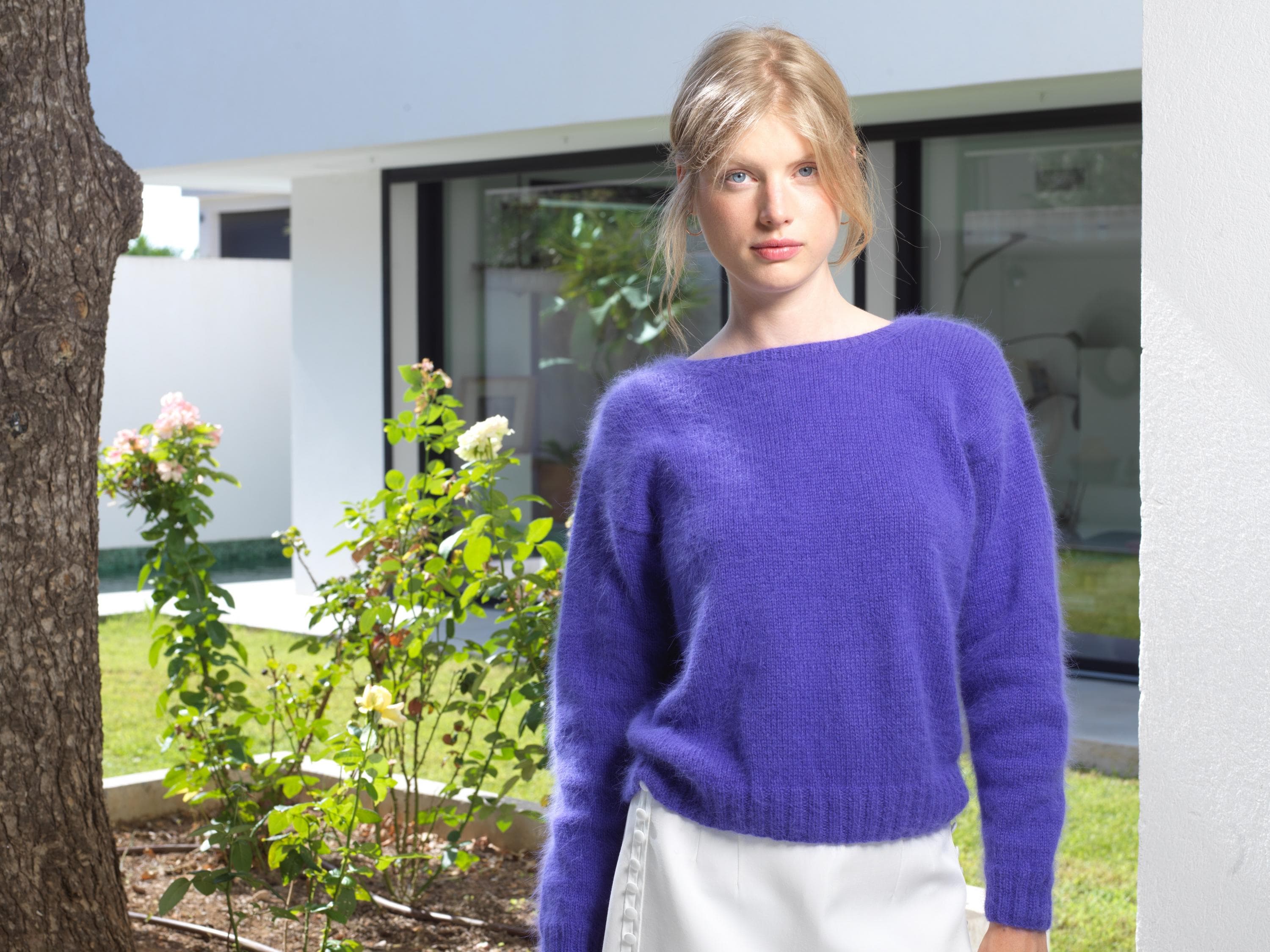 Annyblatt Johannie kit maglia pullover scollo V glicine