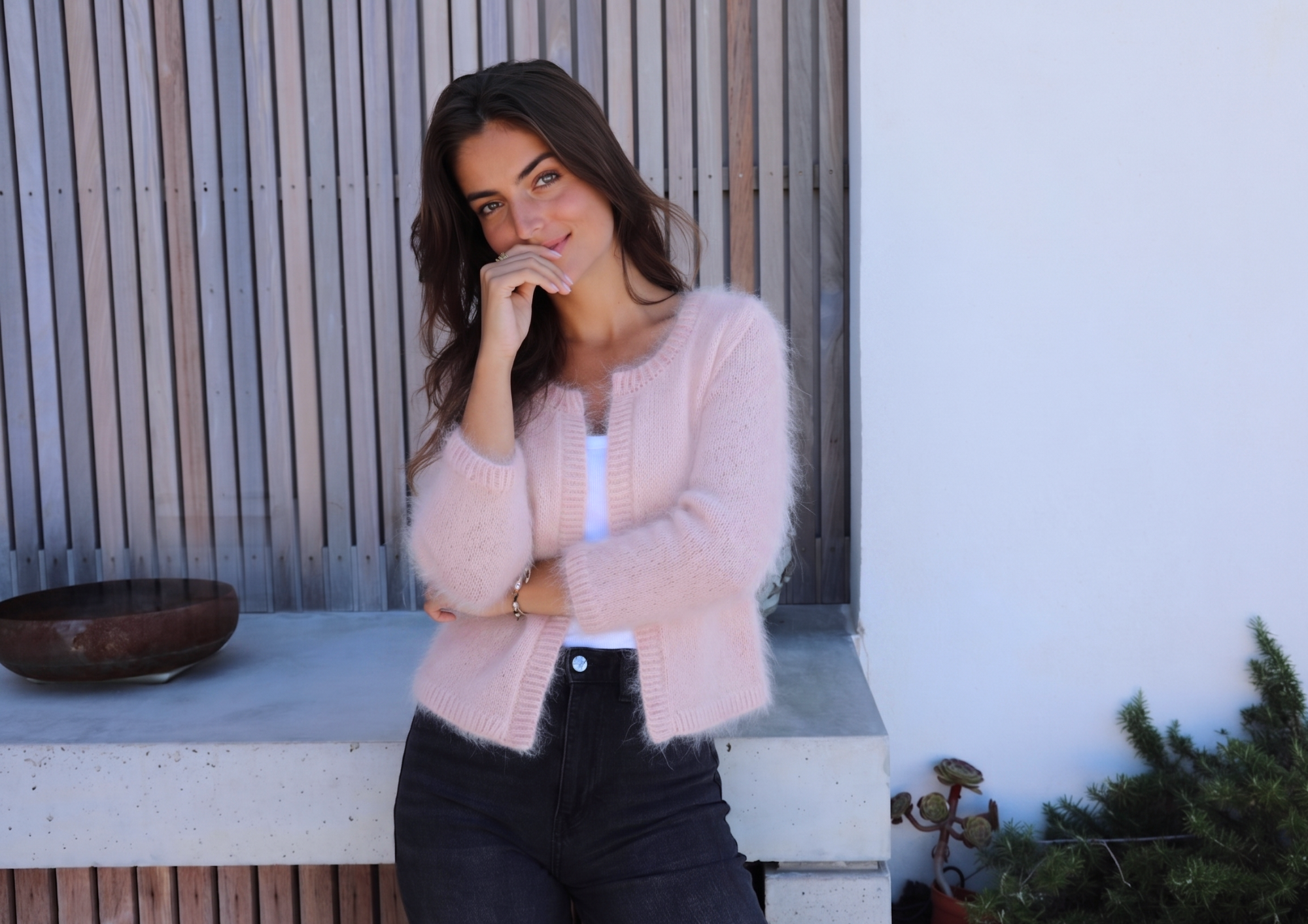 Annyblatt Odile cardigan kit maglia angora S naturale