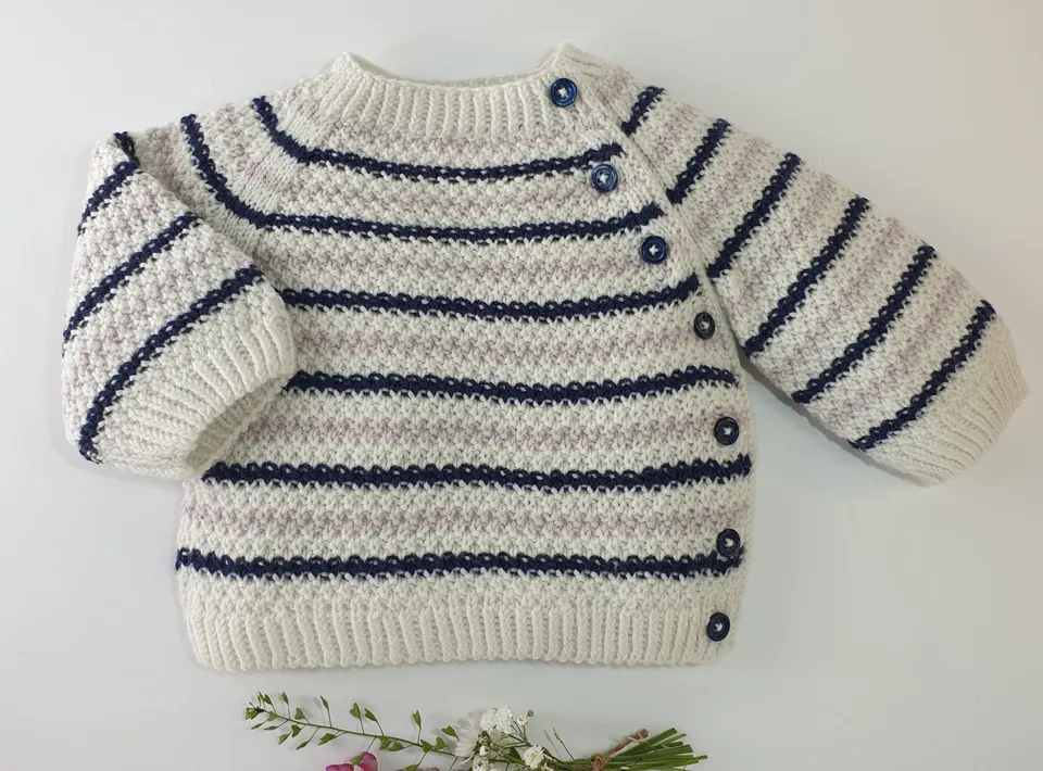 Anny Blatt Baby Peuplier kit maglioncino merino bianco taglia 1