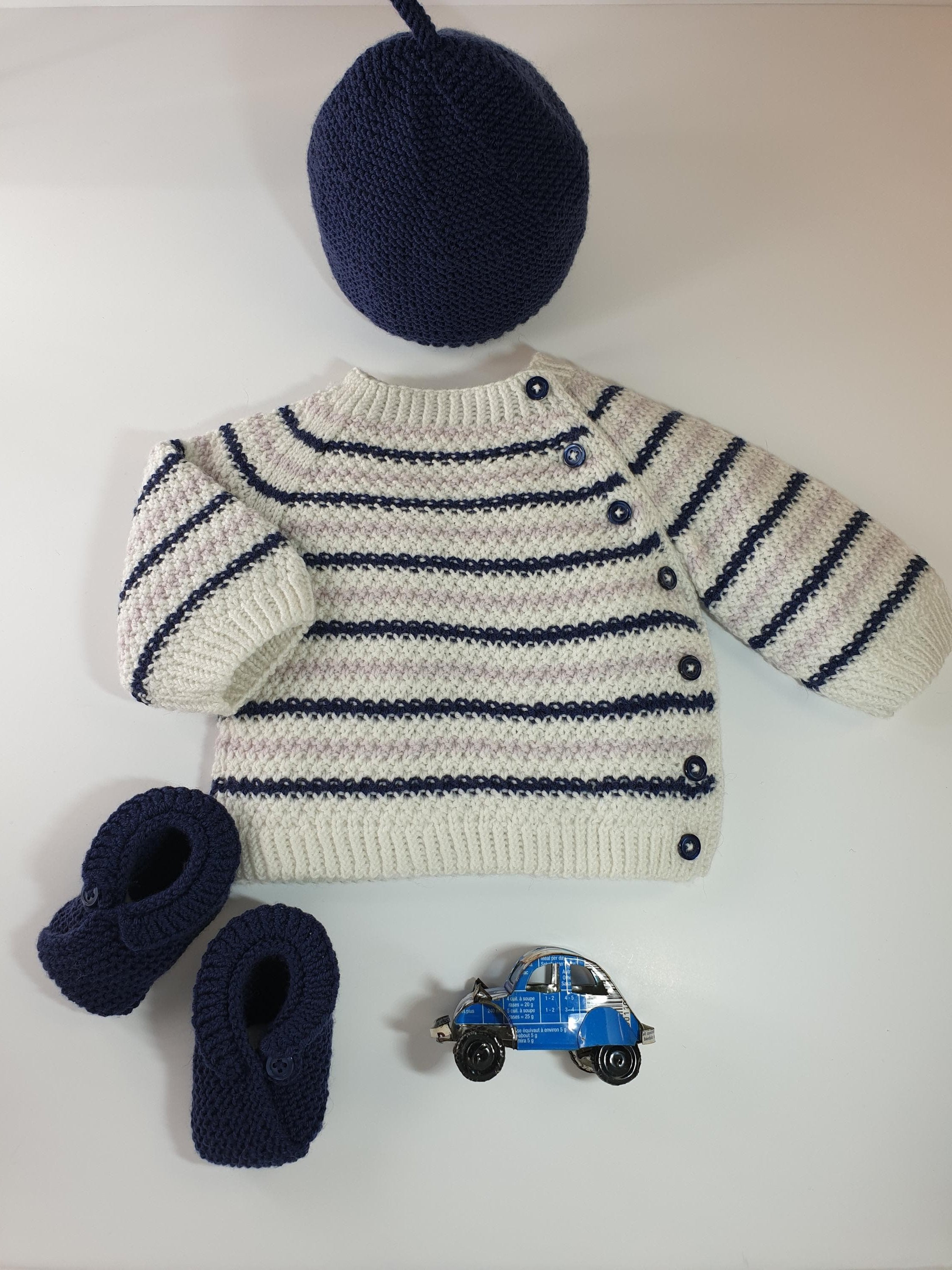 Anny Blatt Baby Peuplier kit maglioncino merino bianco taglia 1