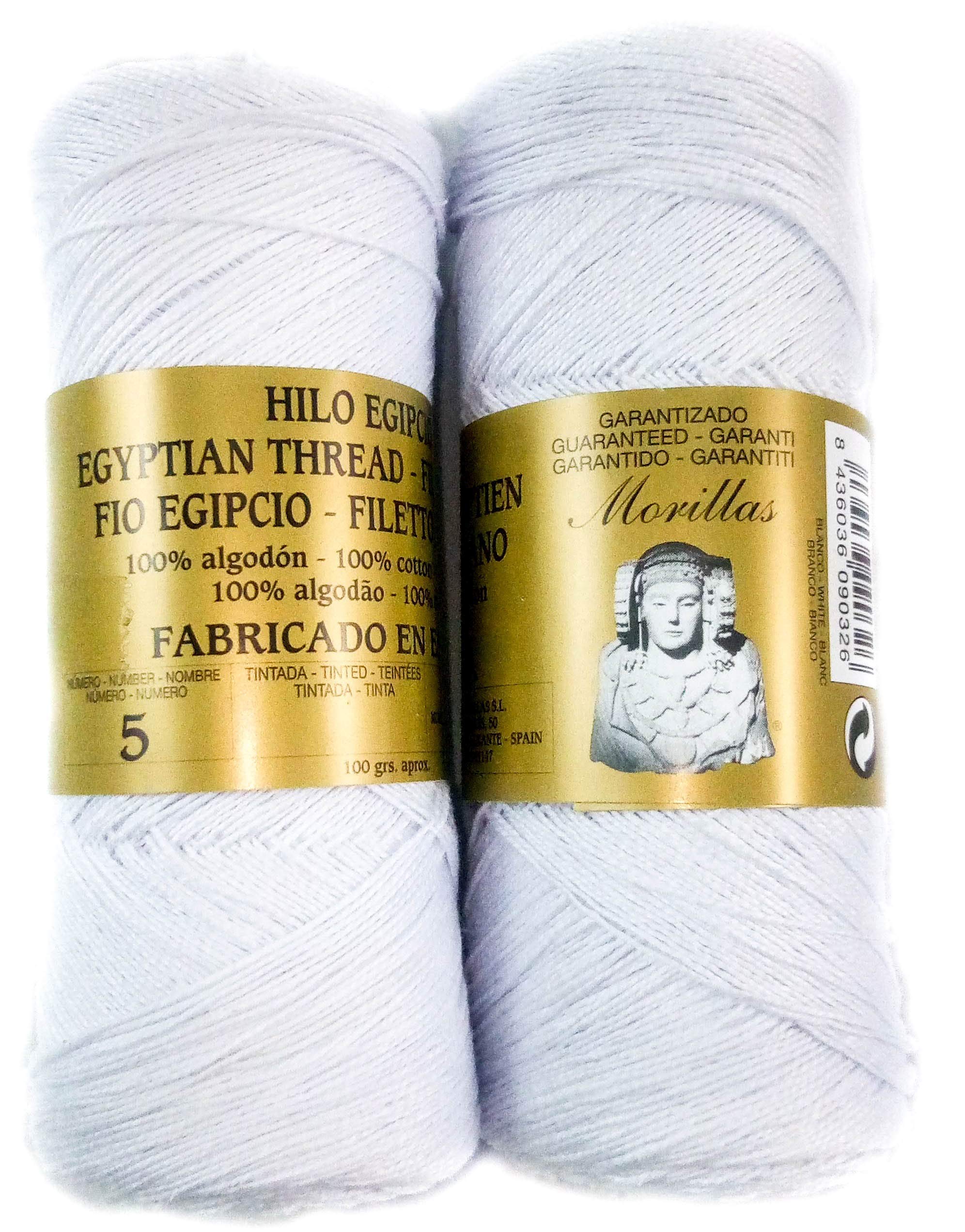 Morillas Zepelines Ne 5/2 filo cotone perlé bianco punto blu 2x85 g