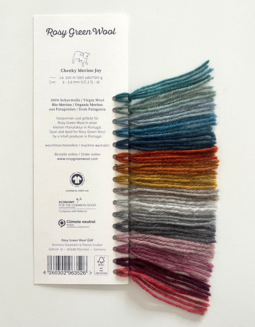 Rosy Green Wool Colour Card cartella colori merino