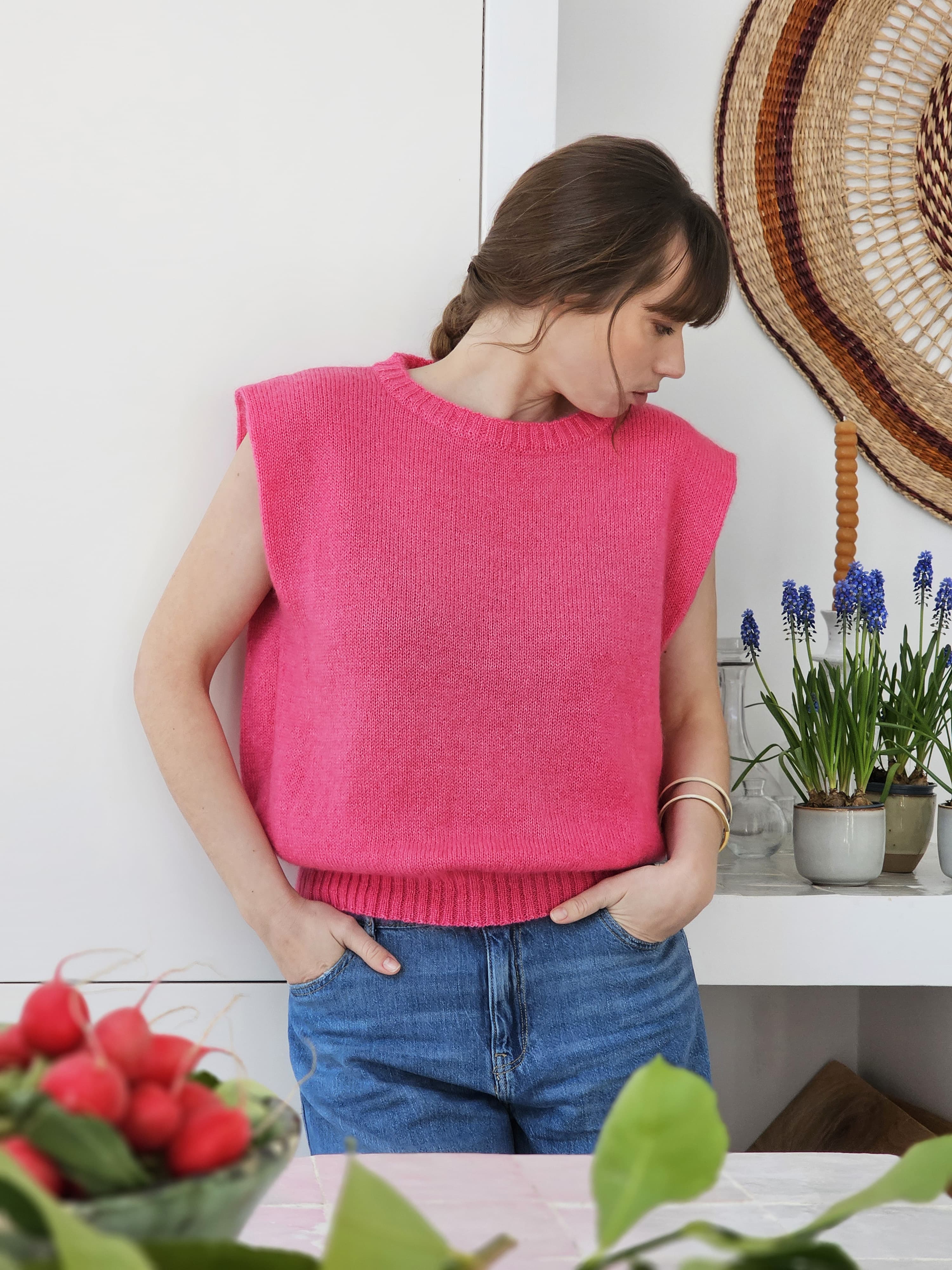 Anny Blatt Suzie pull kit maglia senza maniche mohair Naturel