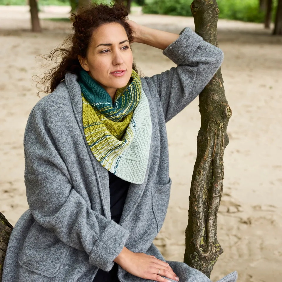 Rosy Green Wool Canto Schema Maglia Scaldacollo Sfumato