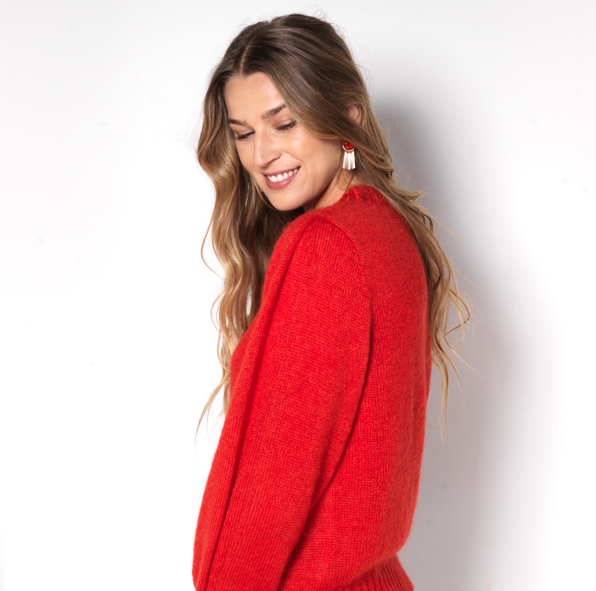 Anny Blatt Alix maglione mohair rosso baiser 72% mohair