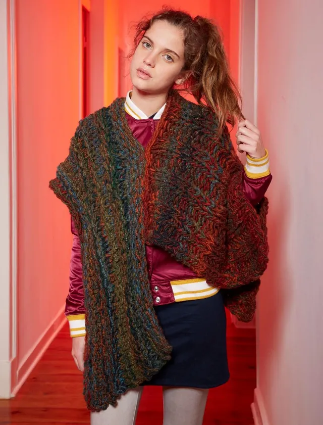 Rosarios4 139 Capa Poncho Fusilli schema maglia donna