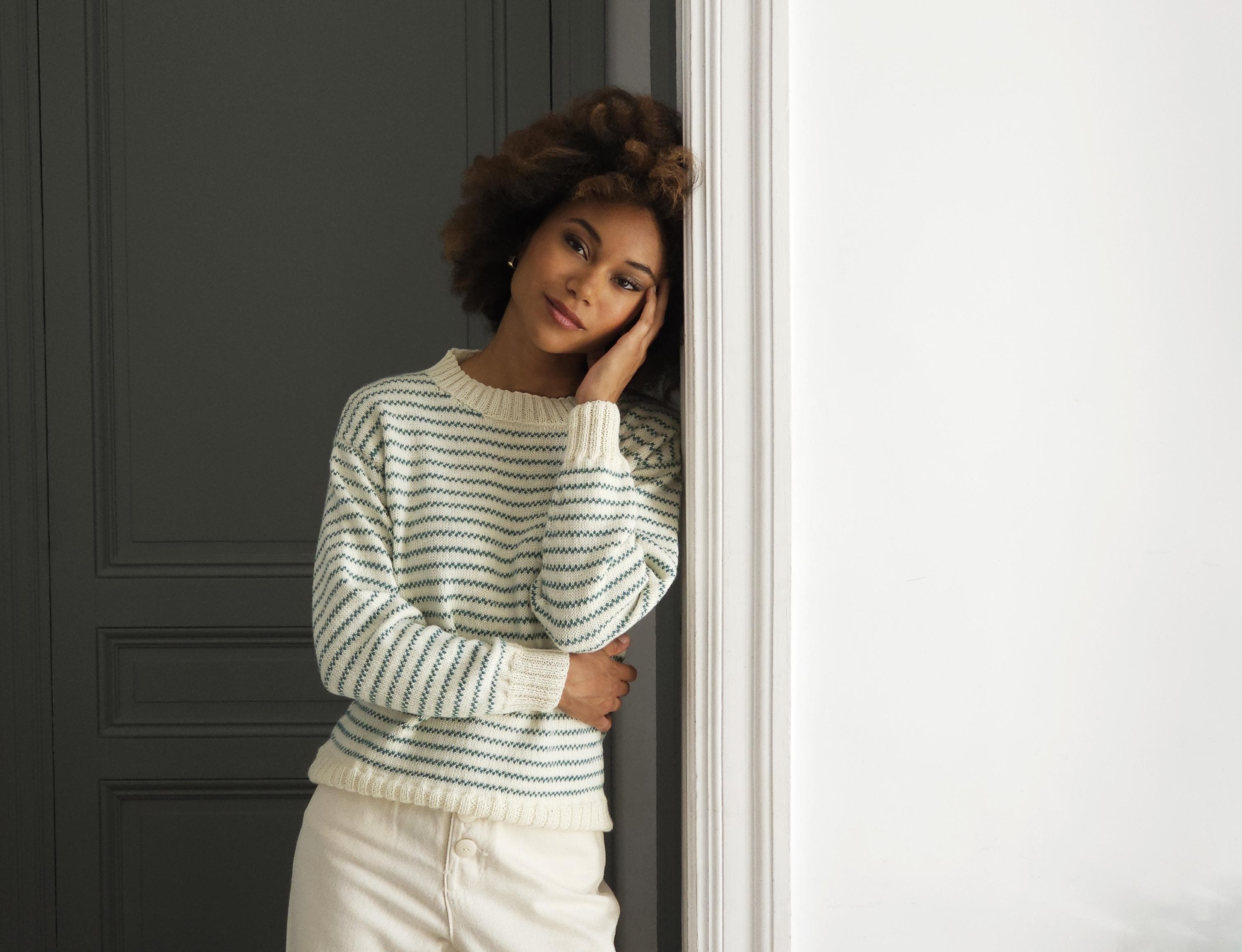 Anny Blatt Frances kit maglione merino naturale verde S