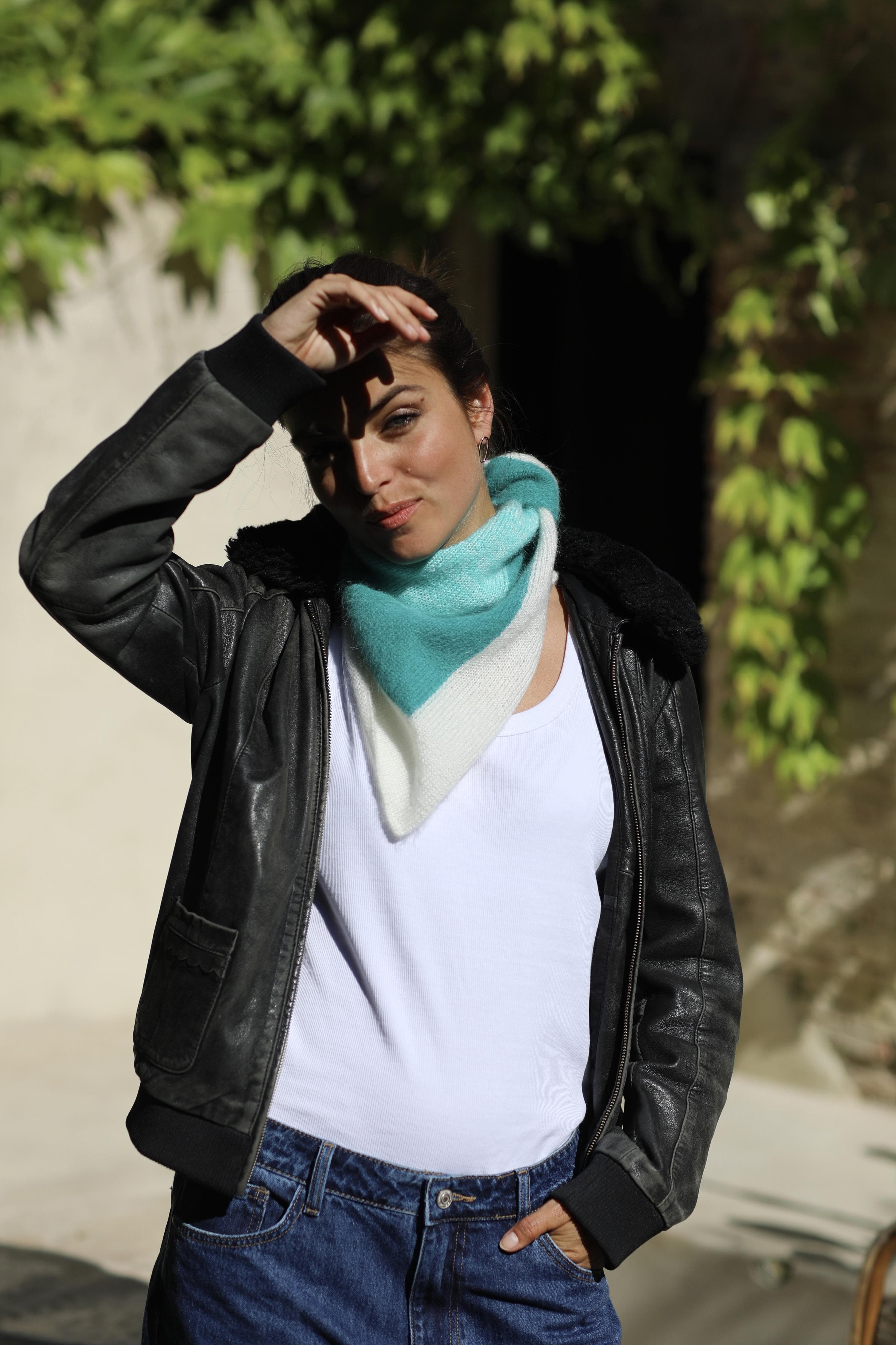 Anny Blatt Bandana kit maglia menta mohair e seta