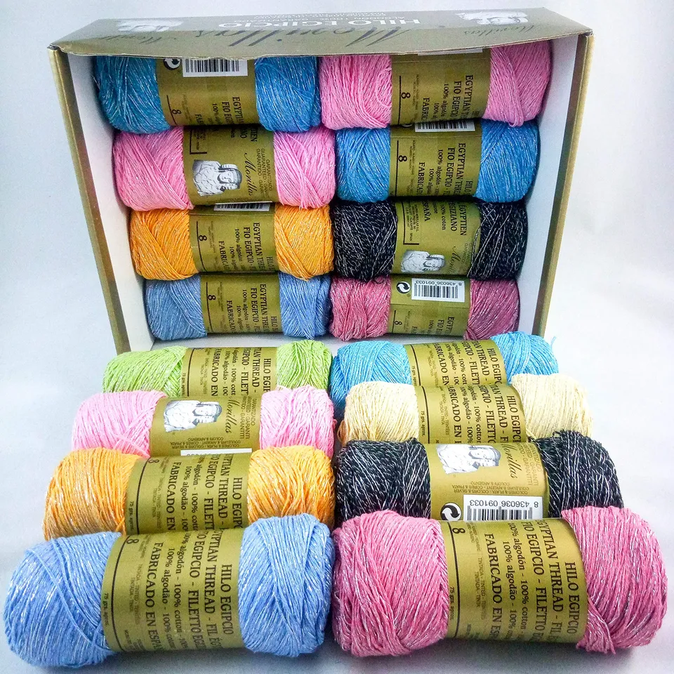 Morillas Zepelines Bombilla filato cotone 8 colori argento x16