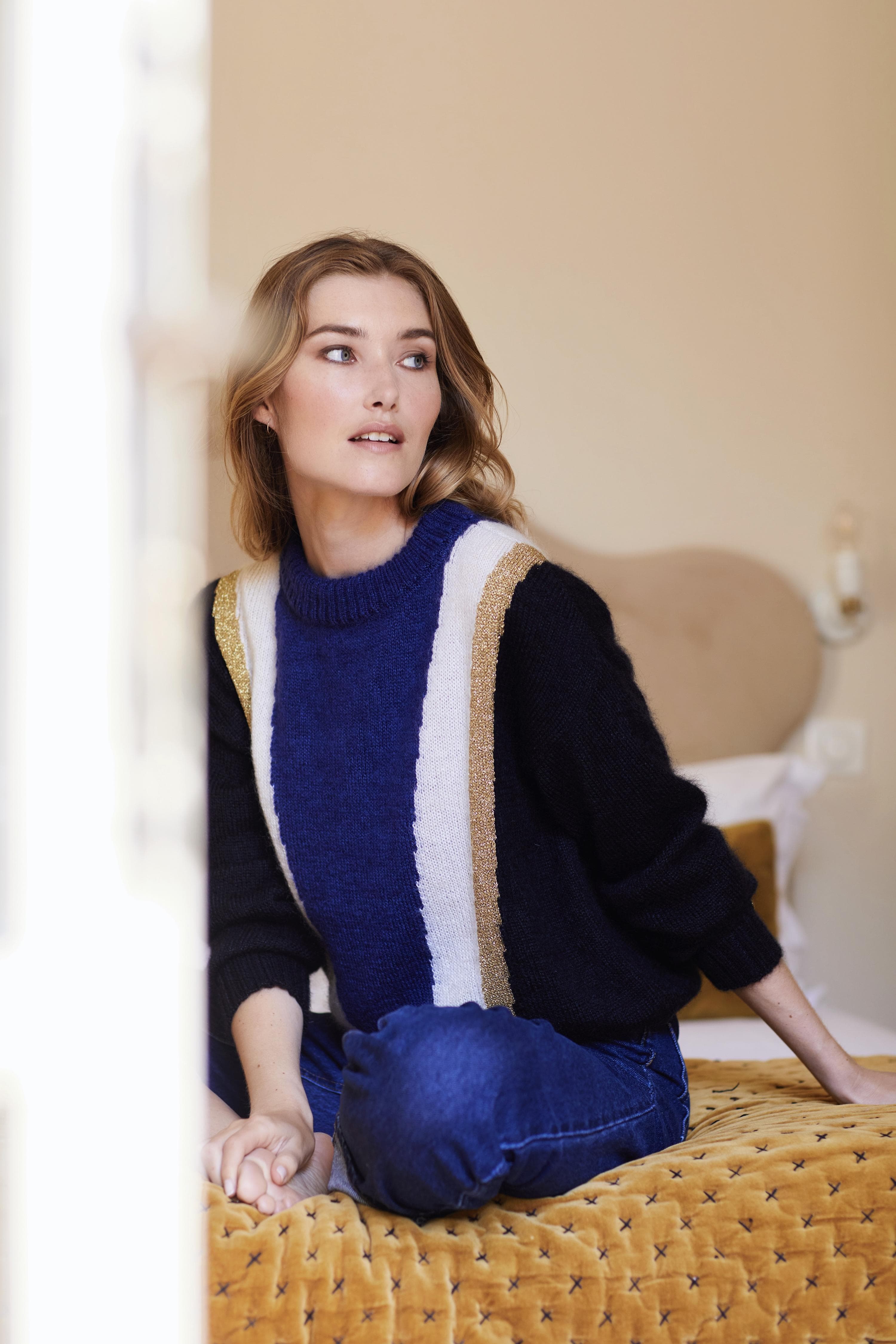 Annyblatt Serena pull mohair seta nero marine