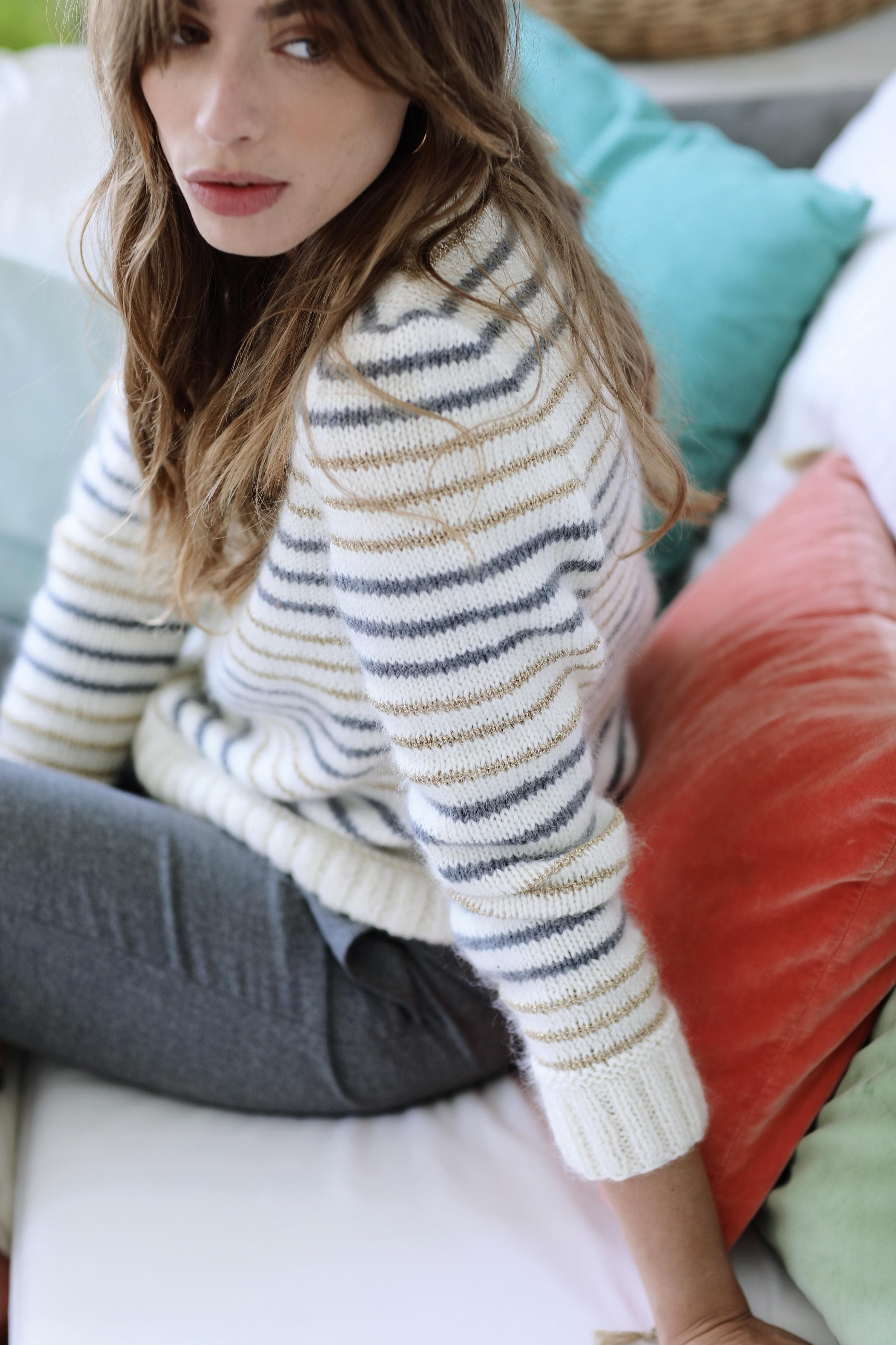 Anny Blatt Marie kit maglia S naturale grigio oro