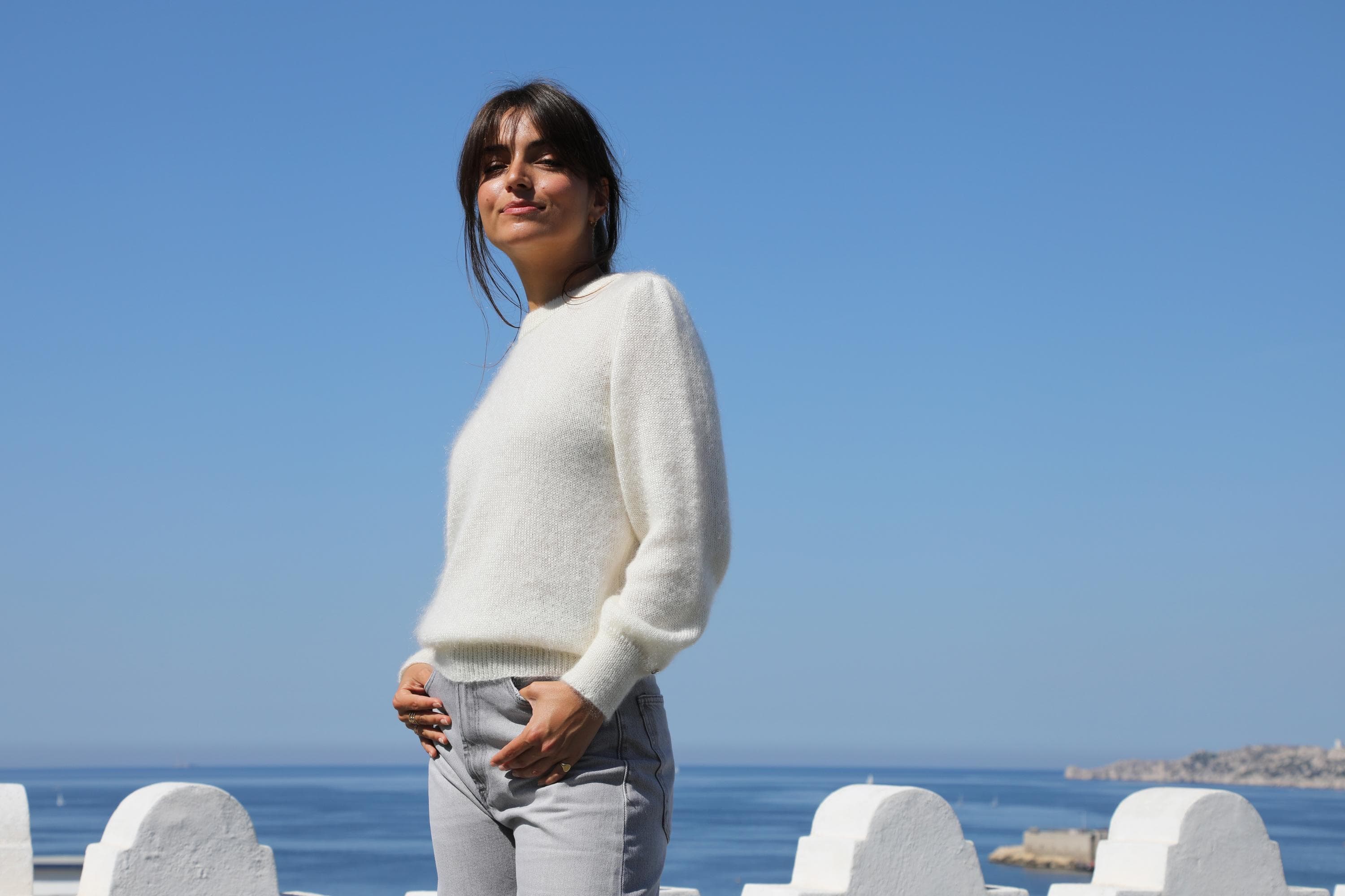 Annyblatt Pull Tina maglione girocollo mohair naturale taglia M