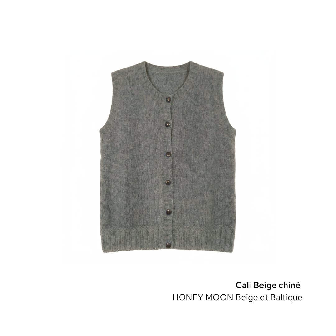 Anny Blatt Cali gilet donna blu profondo taglia S in mohair