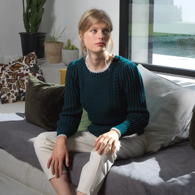 Annyblatt Celia maglione schema maglia taglia S pacifico merino