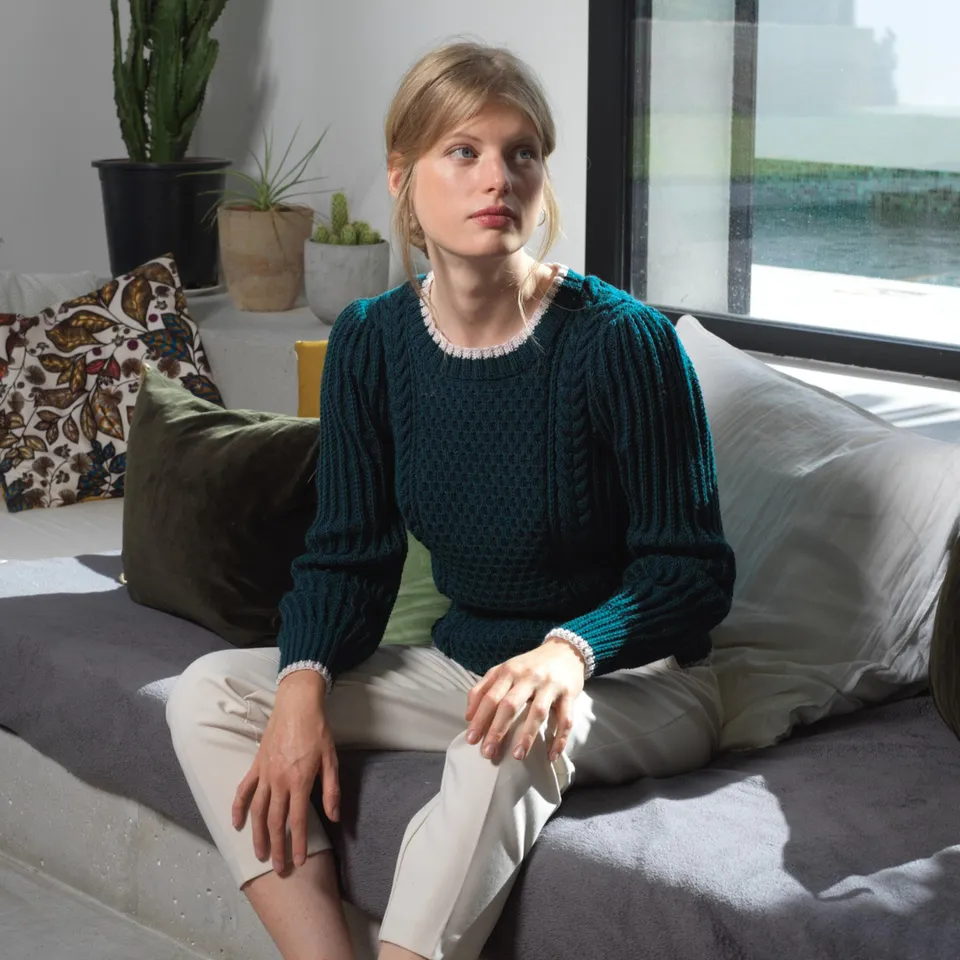 Annyblatt Celia maglione schema maglia taglia S pacifico merino