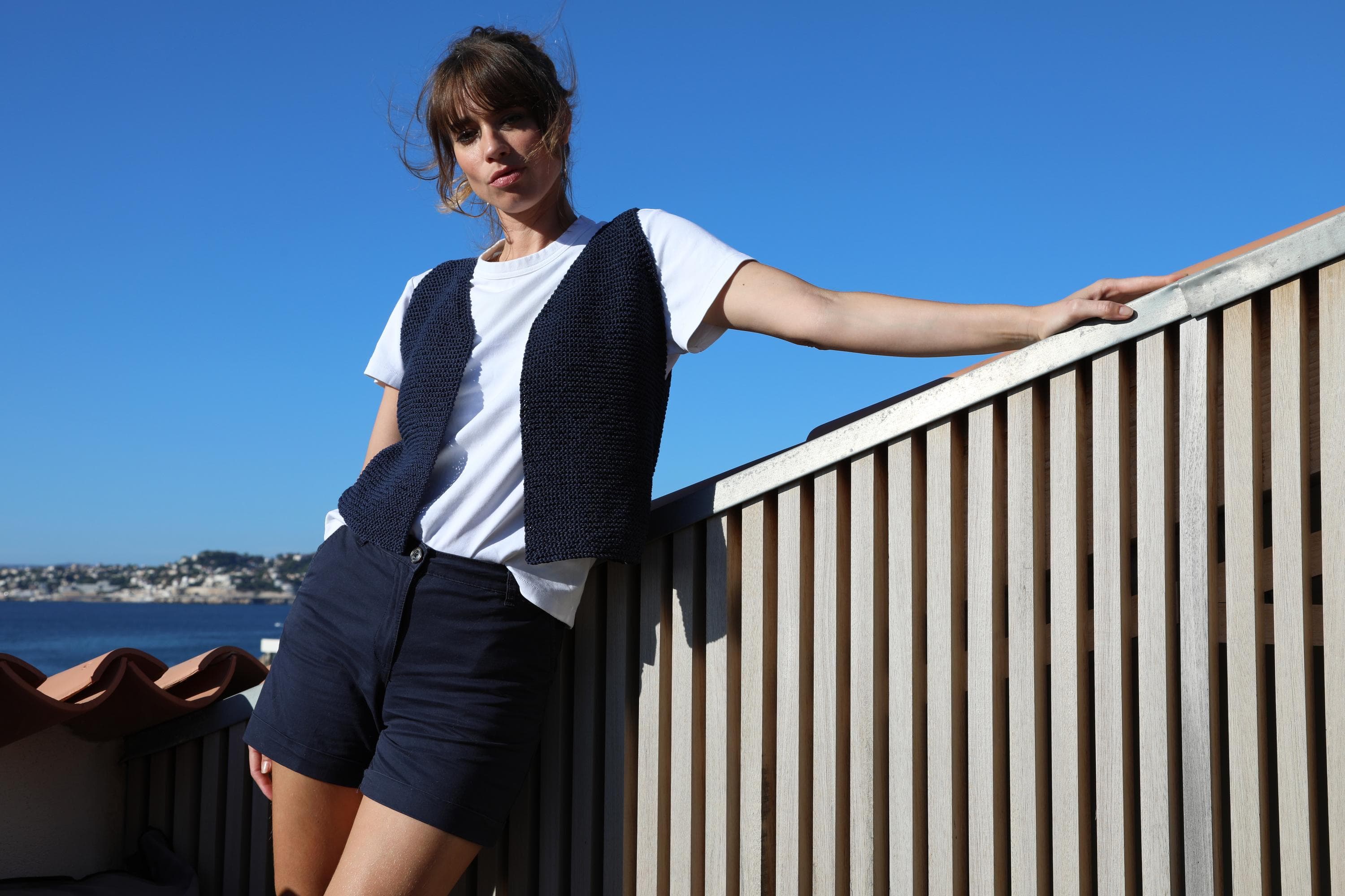Annyblatt Berthe gilet cotone blu caban taglia M