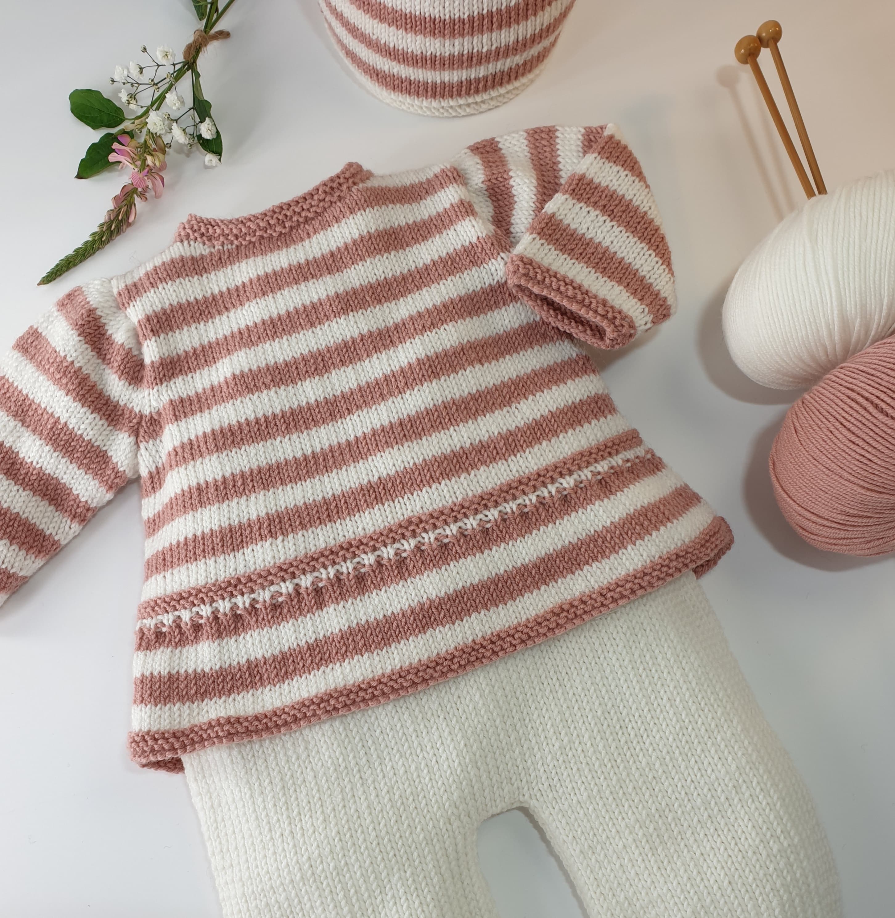 Anny Blatt Mimosa kit maglia tunica neonato righe