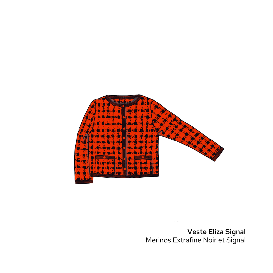 Anny Blatt Eliza kit cardigan merinos givre jacquard