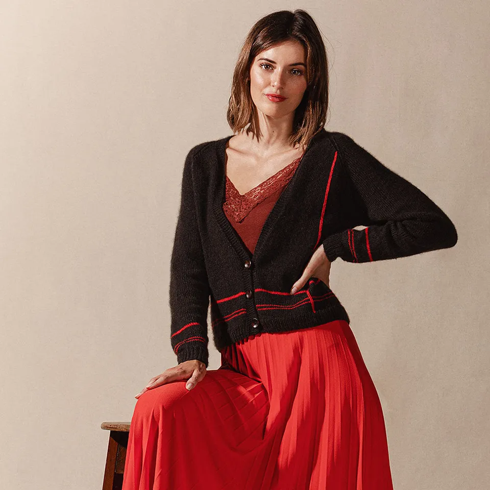 Pascuali Nara schema cardigan scollo a V cashmere