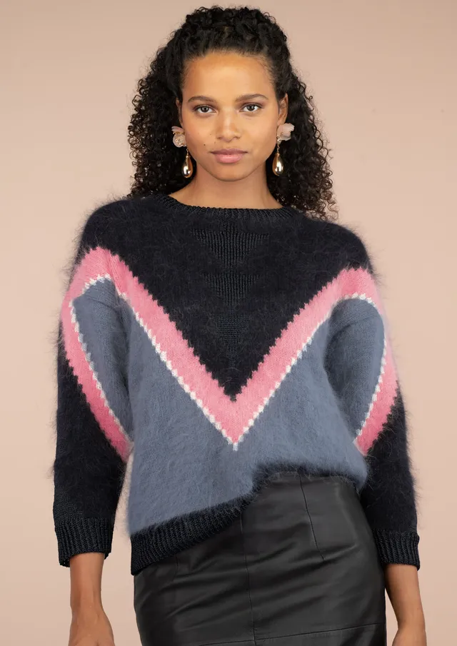 Anny Blatt Maud kit maglia taglia S grigio rosa angora