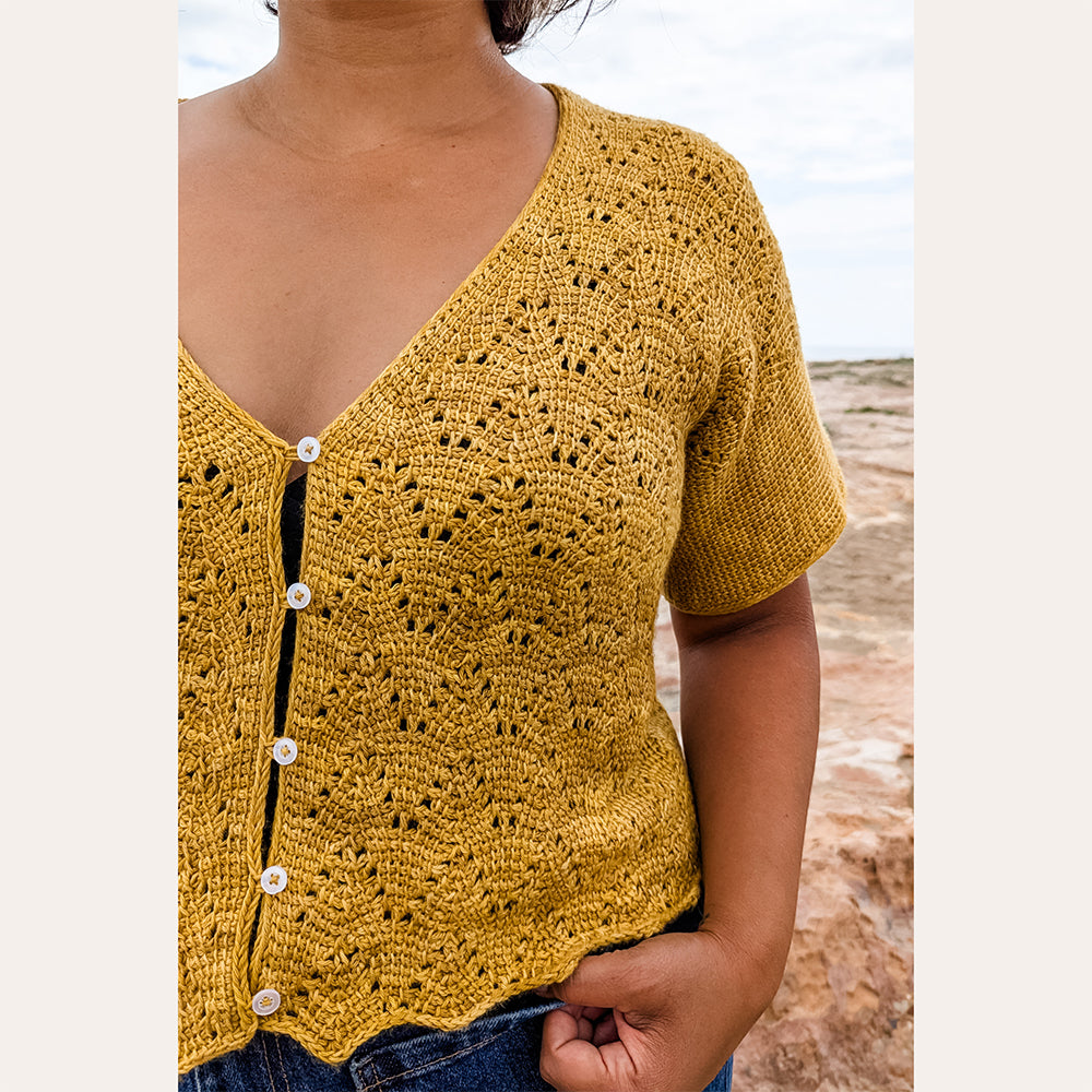 Pascuali Pearl Top schema top uncinetto tunisino maniche corte