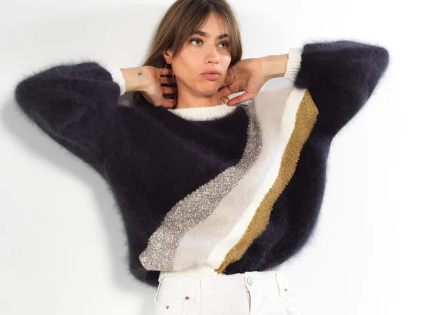 Annyblatt Gloria pullover donna angora nero glicine