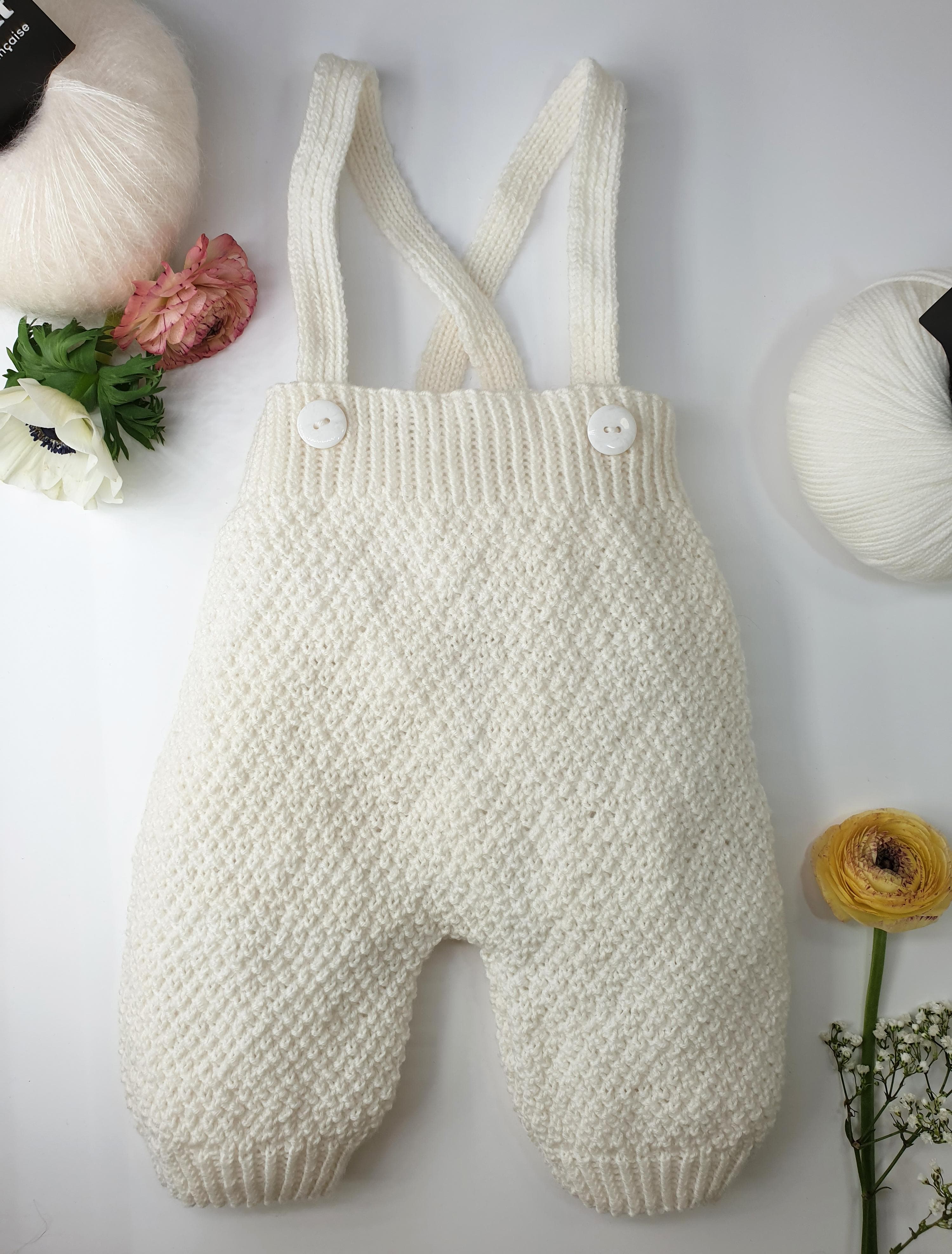 Annyblatt Aloes pantaloni neonato kit lana Bianco T1