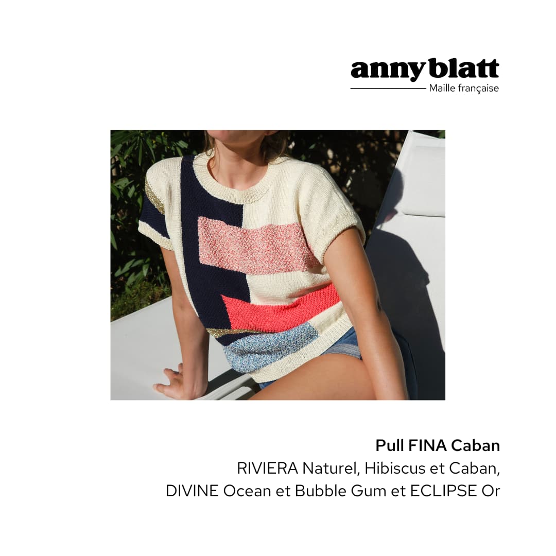 Annyblatt Fina kit top cotone blu caban jacquard