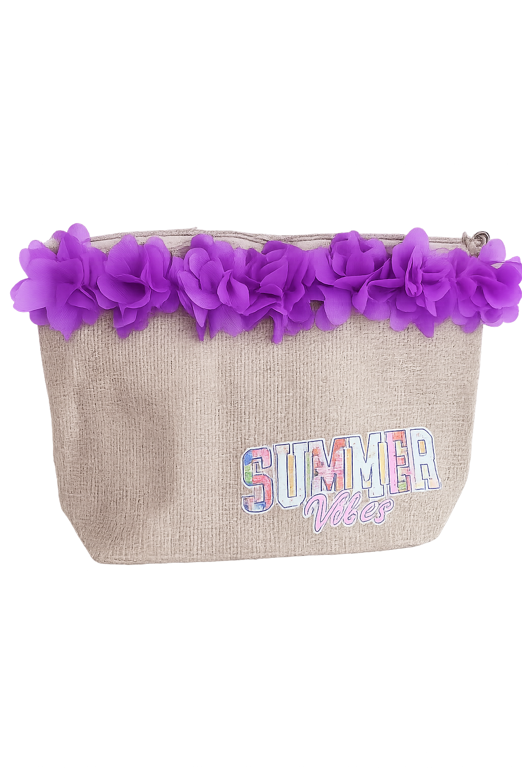 Il Filo di Arianna pochette juta con frange e scritta