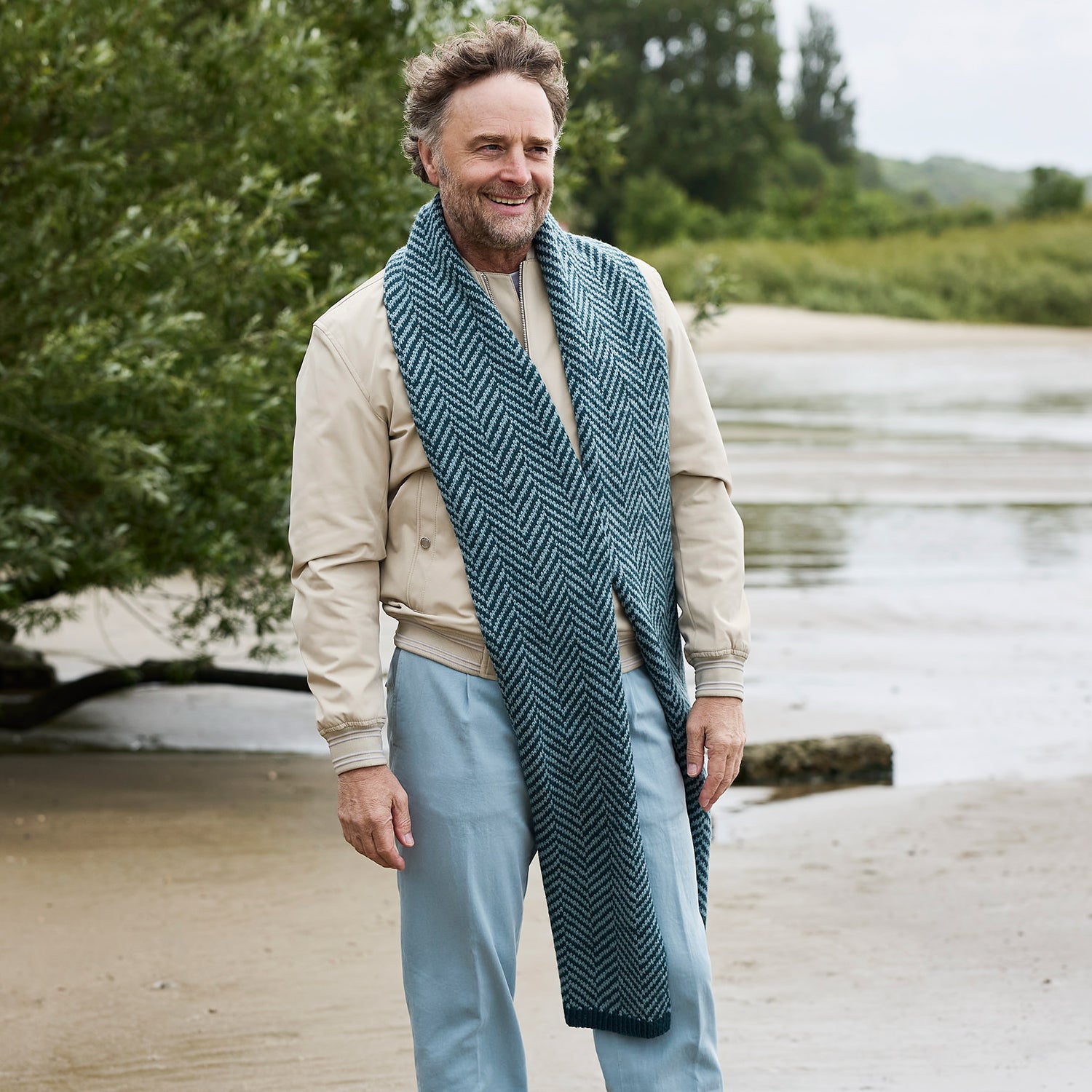 Rosy Green Wool Linewalk Scarf schema maglia sciarpa chevron
