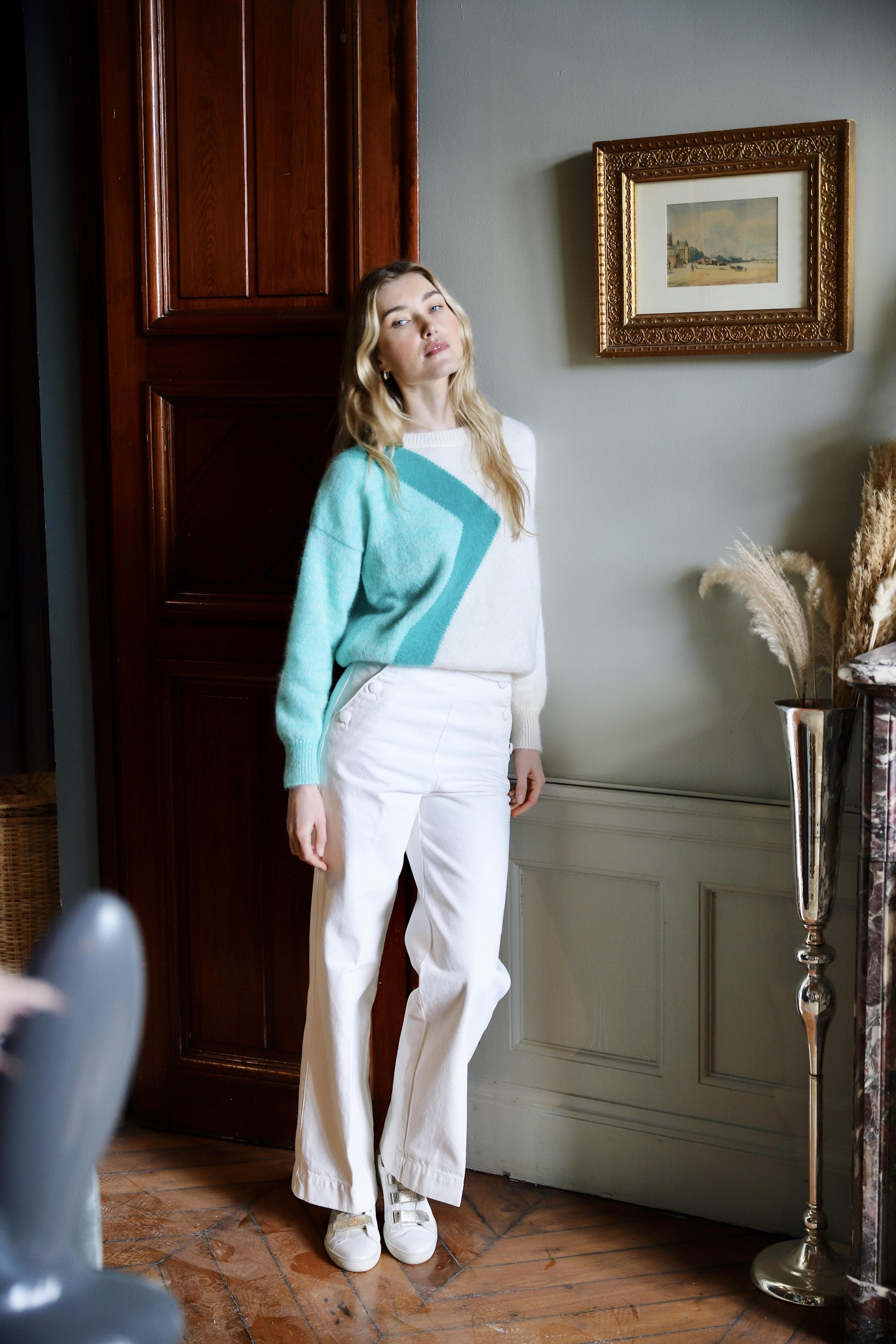 Anny Blatt Billie Menthe maglione mohair angora