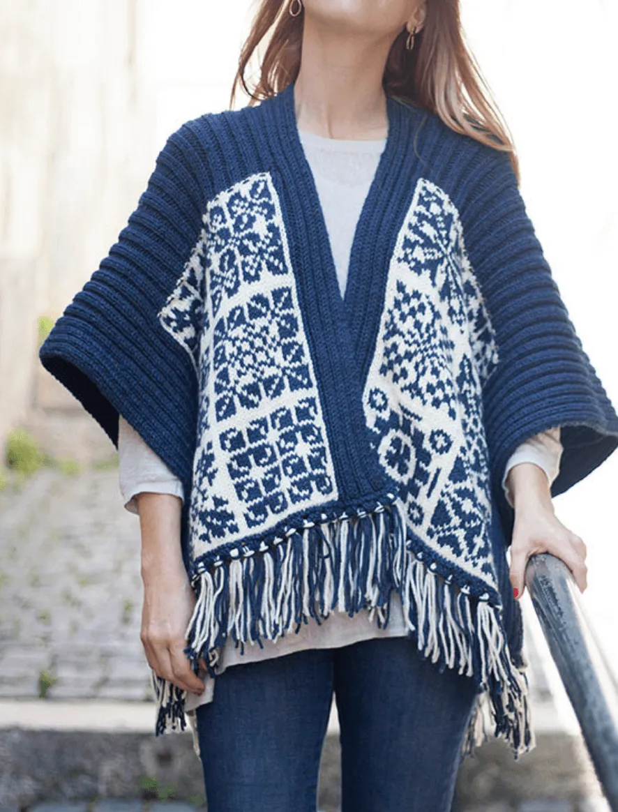 Rosarios4 168 Poncho Capuccino schema maglia donna